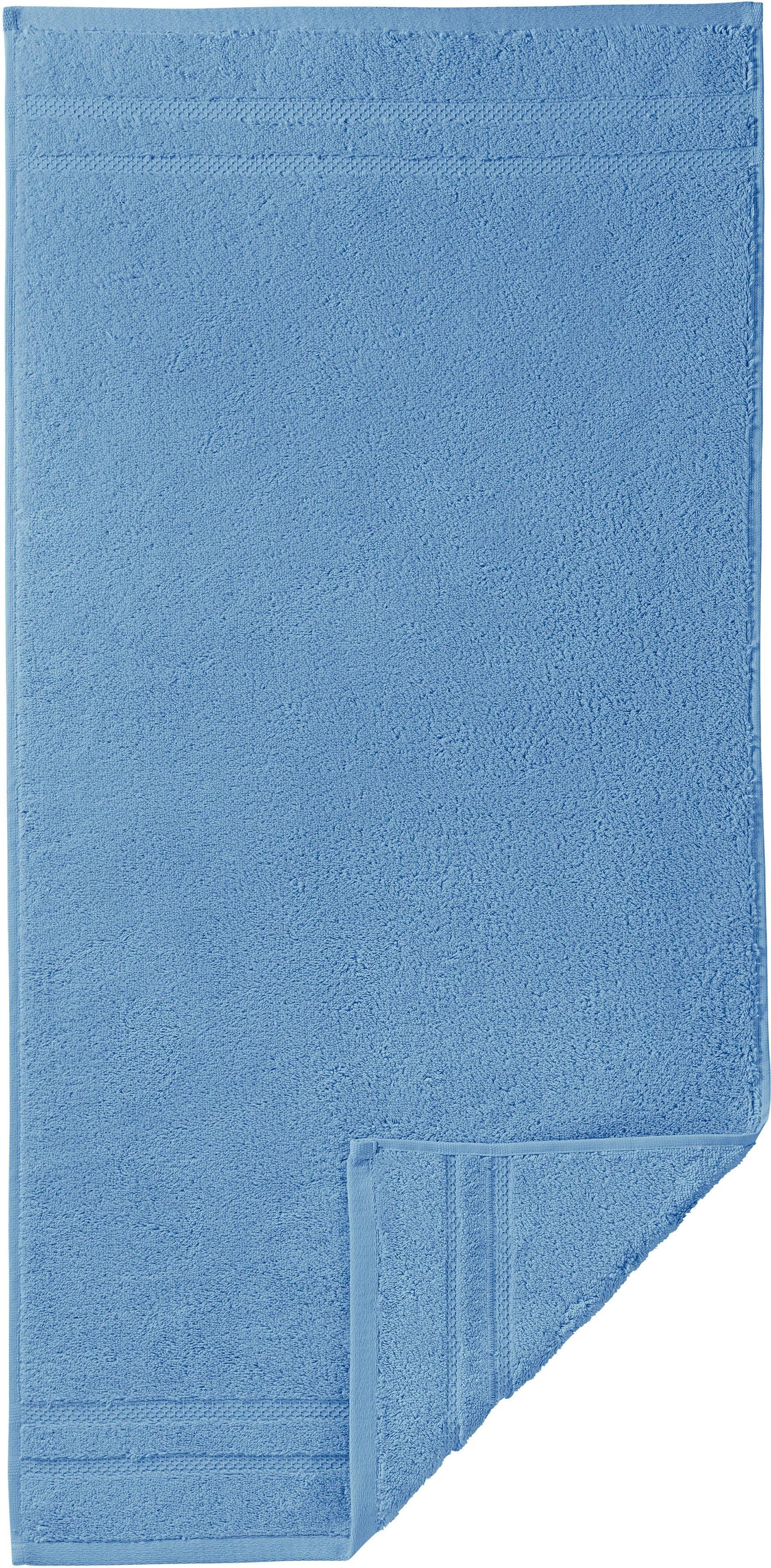 Egeria Handtuch Micro Touch, Walkfrottee (1-St), Streifenbordüre, extrem saugfähig & flauschig, 100% Baumwolle mittelblau | Alle Handtücher