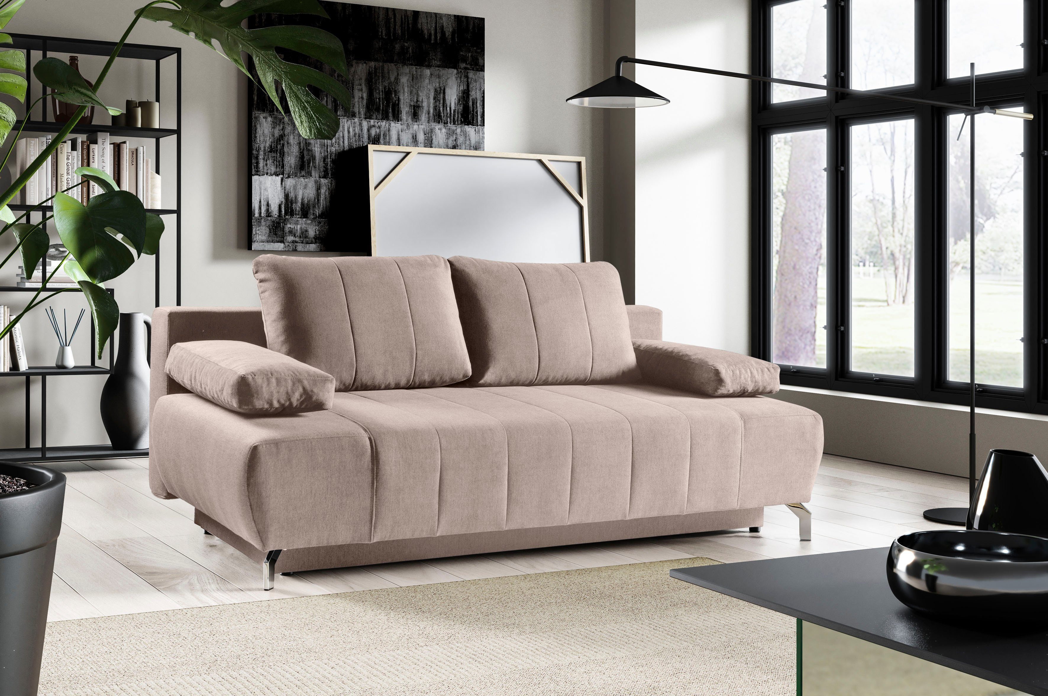 WERK2 Schlafsofa Troya, 2-Sitzer Sofa mit & Federkern und Schlafcouch Bettkasten