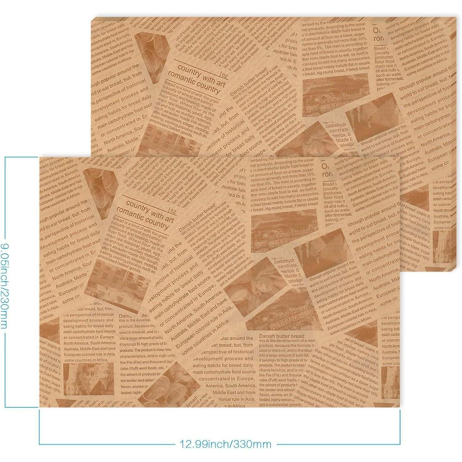 LuxusKollektion Backpapier 100 Blätter Backpapier Pommes Wachspapier 33x23cm - Lebensmittel Deli