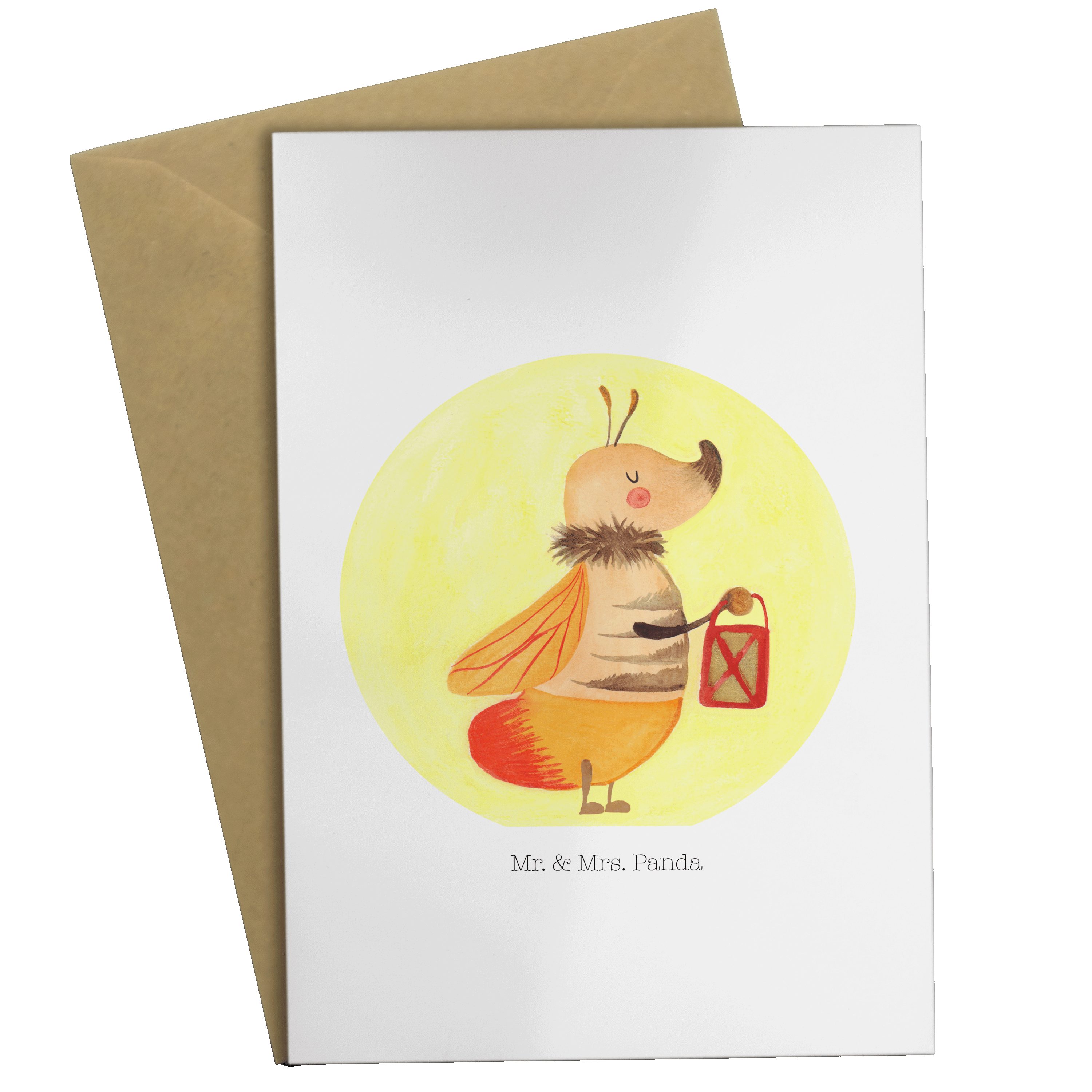 Mr. & Mrs. Panda Grußkarte Glühwürmchen - Weiß - Geschenk, Liebesspruch, Heiratsantrag, Einladun