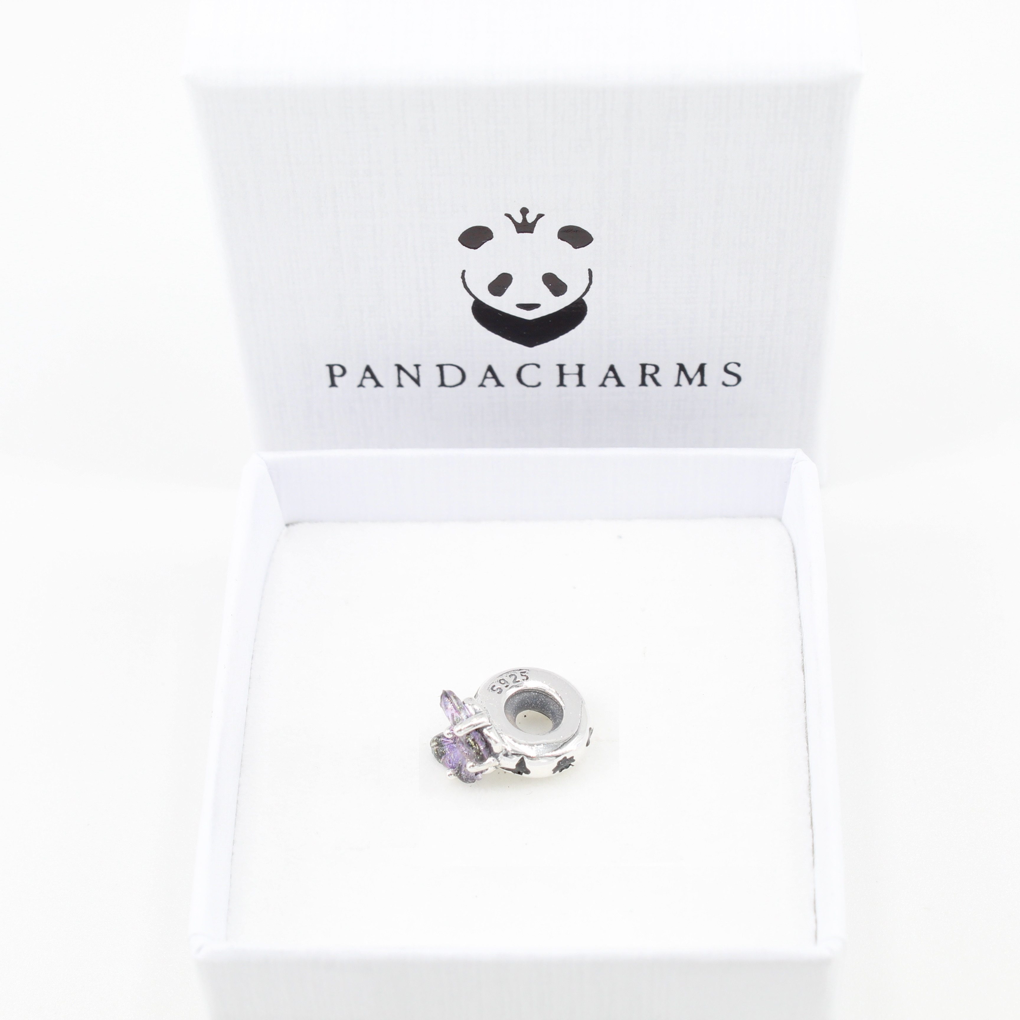 PANDACHARMS Bead Pinker Schmetterling Zwischenelement Stopper Charm, 925er Silber