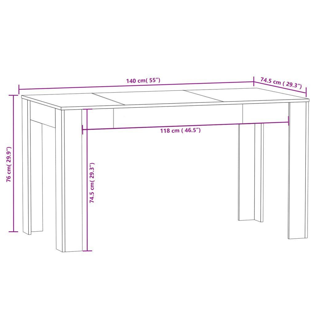 Räuchereiche Esstisch cm Holzwerkstoff (1-St) furnicato 140x74,5x76