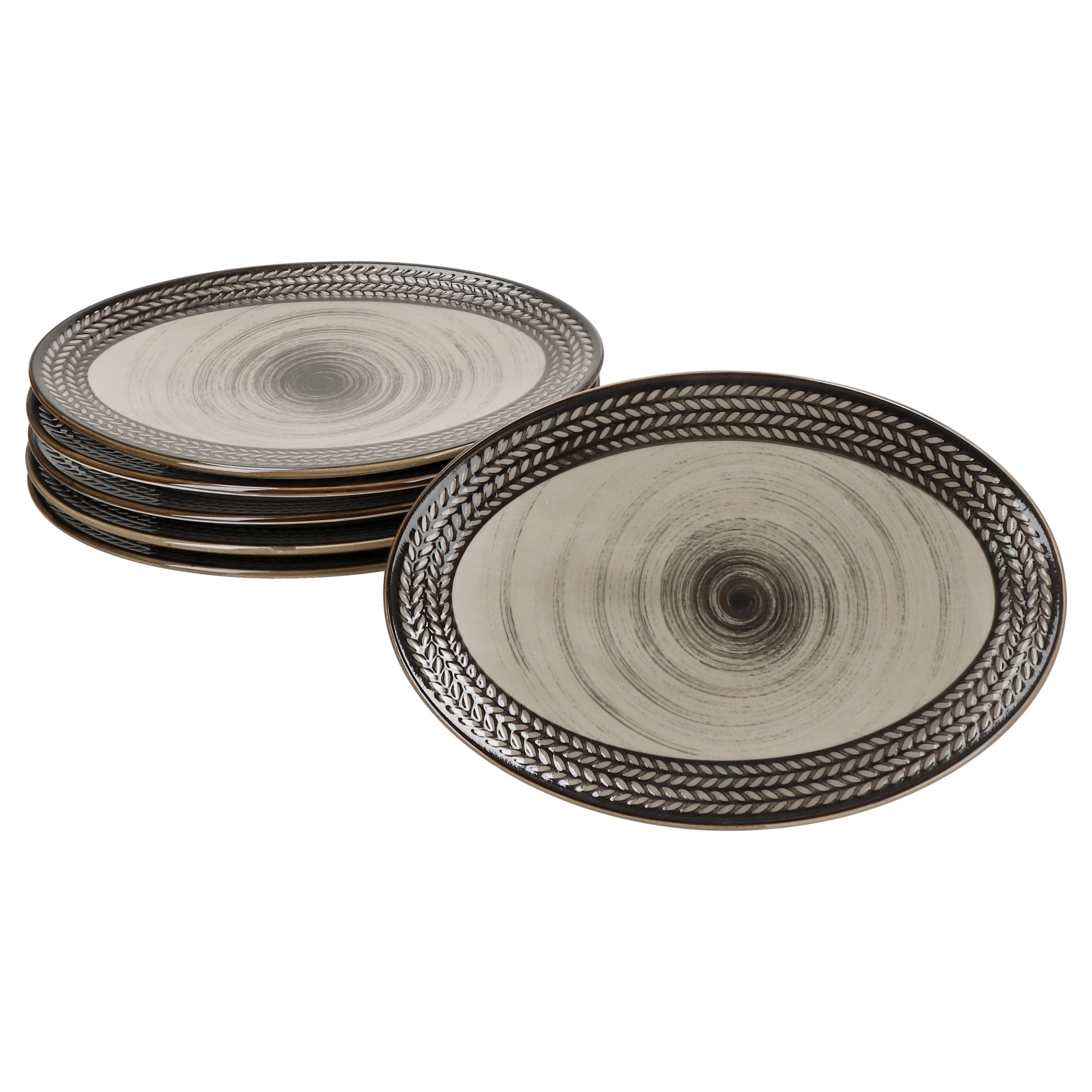 MÄSER Servierplatte Mäser Prospero 6x Platte oval 24,4cmx16,8cm braun Porzellan Relief, Porzellan