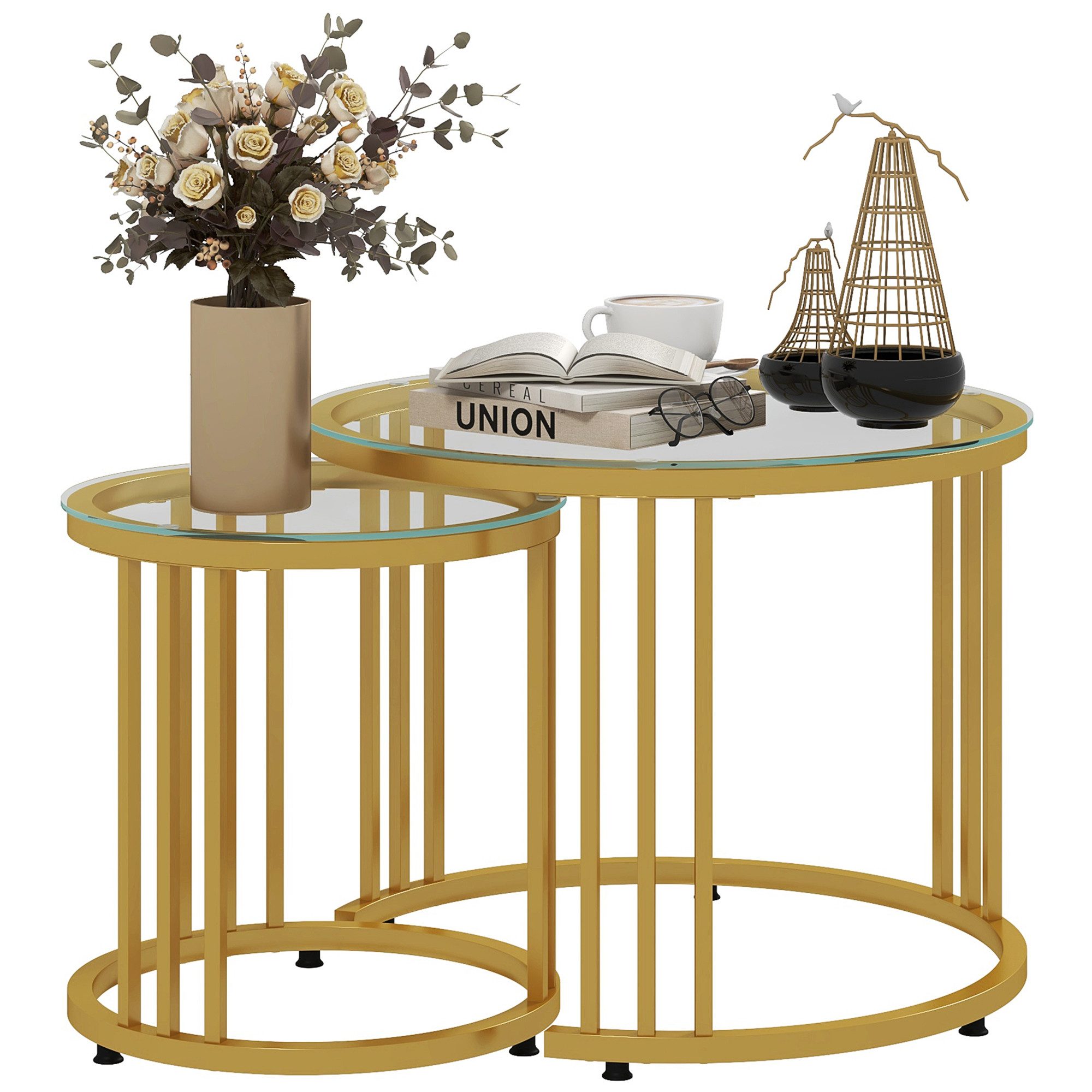 HOMCOM Couchtisch runde Couchtische Set von günstig online kaufen