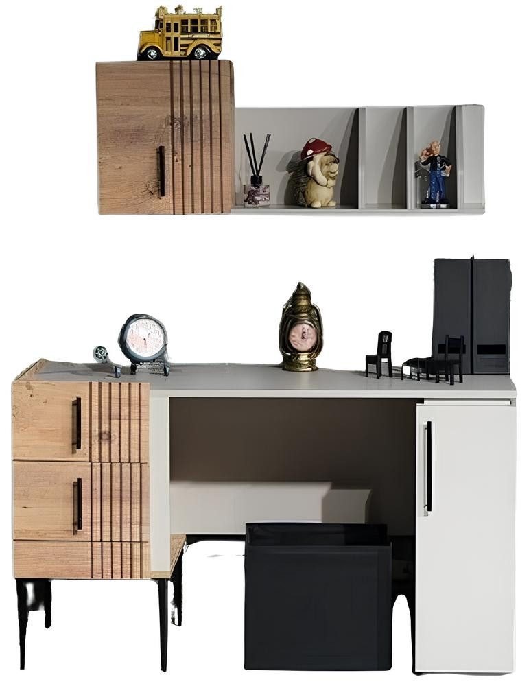 Xlmoebel Büromöbel-Set Hochwertiges Holz-Büromöbelset mit elegantem Schreibtisch und Regal, (2-tlg., 2tlg(Schreibtisch+Regal), Hergestellt in Europa