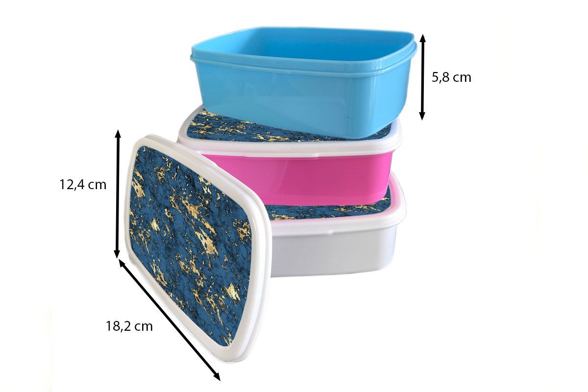 - - für MuchoWow Snackbox, Erwachsene, Brotdose Lunchbox Design, - Mädchen, Kinder, (2-tlg), Kunststoff, Gold Marmor Brotbox Kunststoff rosa Blau