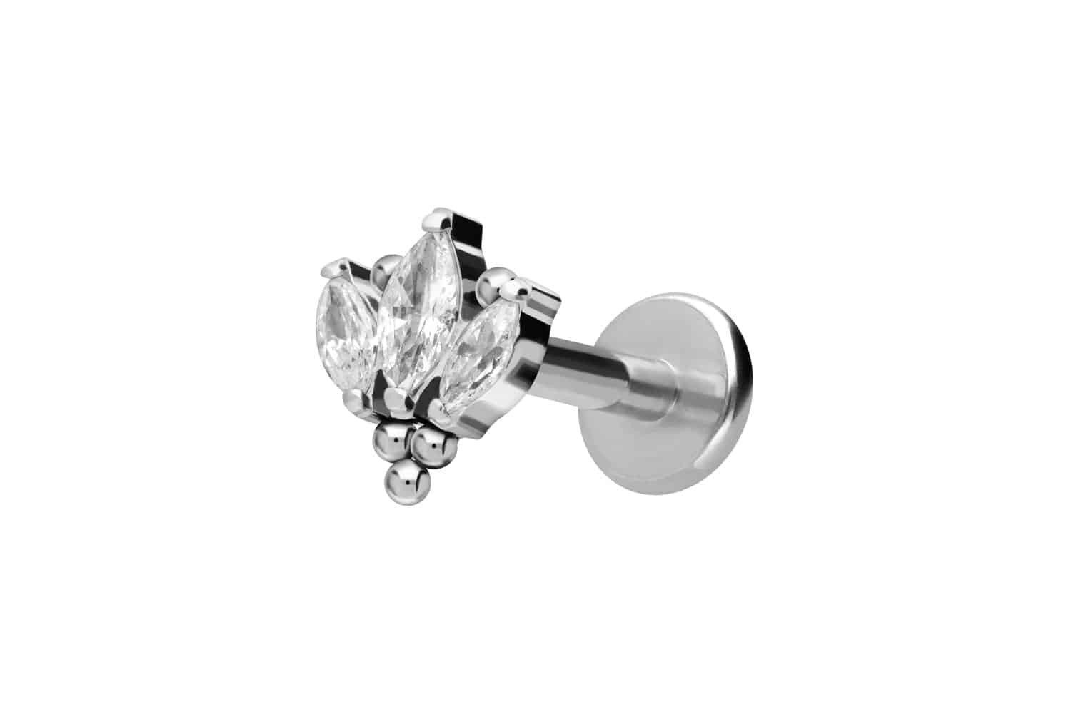Piercing-Set Titan Labret mit Innengewinde LOTUSBLÜTE + KUGELN