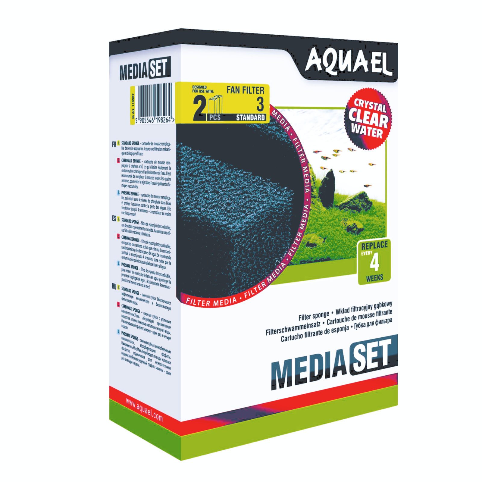 Aquael Aquariumfilter Filterschwamm, für Fan 3 Plus (2 Stück)