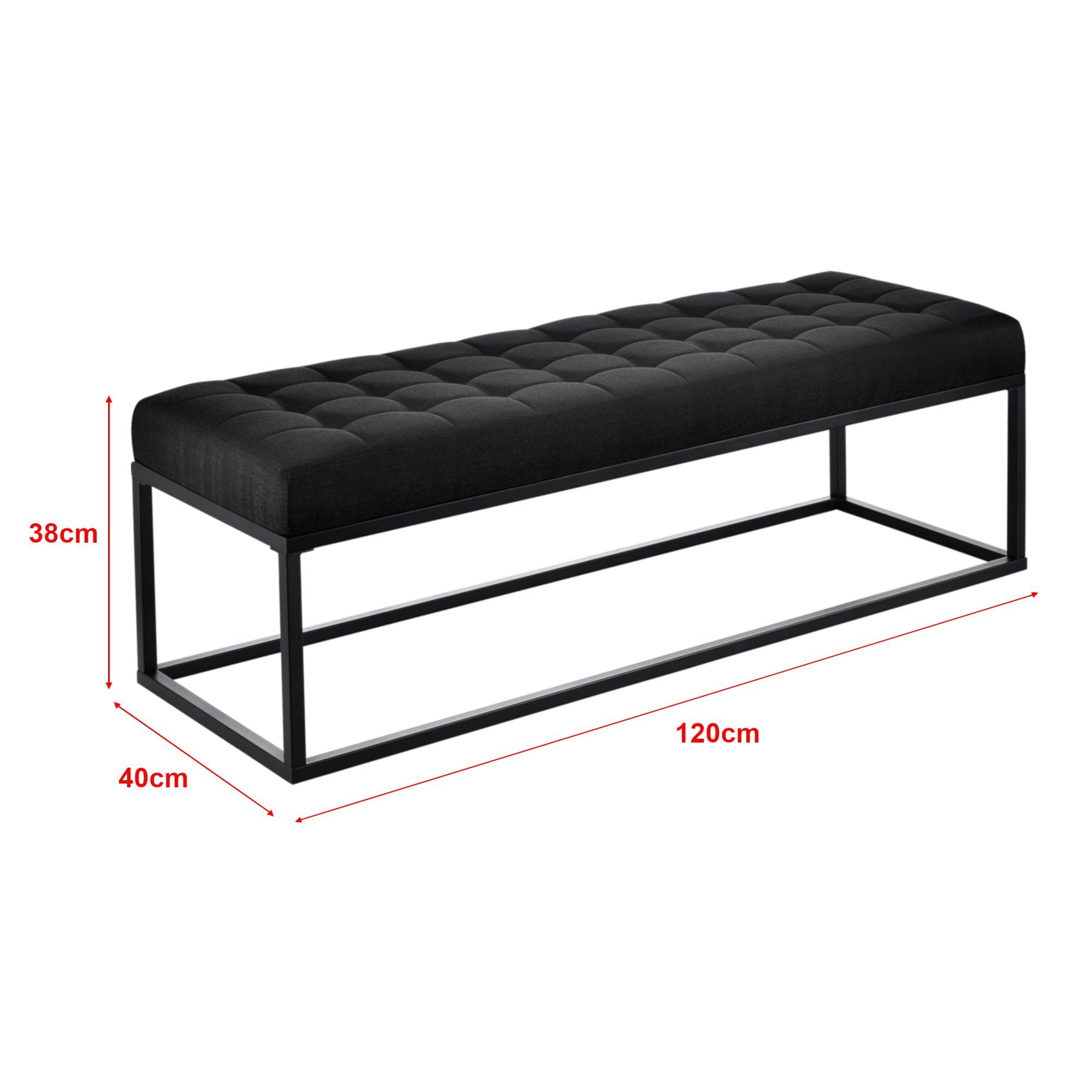pro.tec Polsterbank, »Salta« Sitzbank Metall 120 x 40 x 38 cm Schwarz