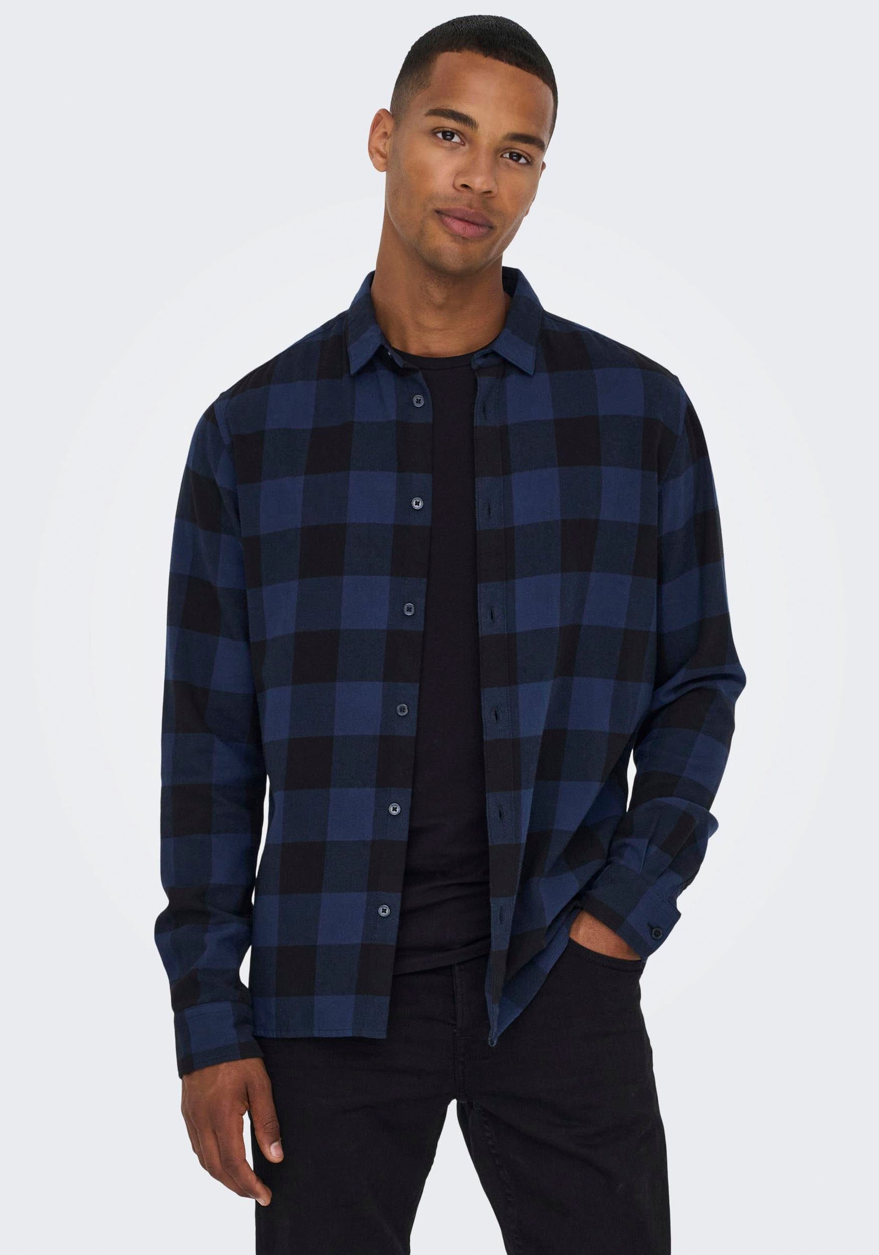 ONLY & SONS Karohemd GUDMUND LS CHECKED SHIRT navy-kariert