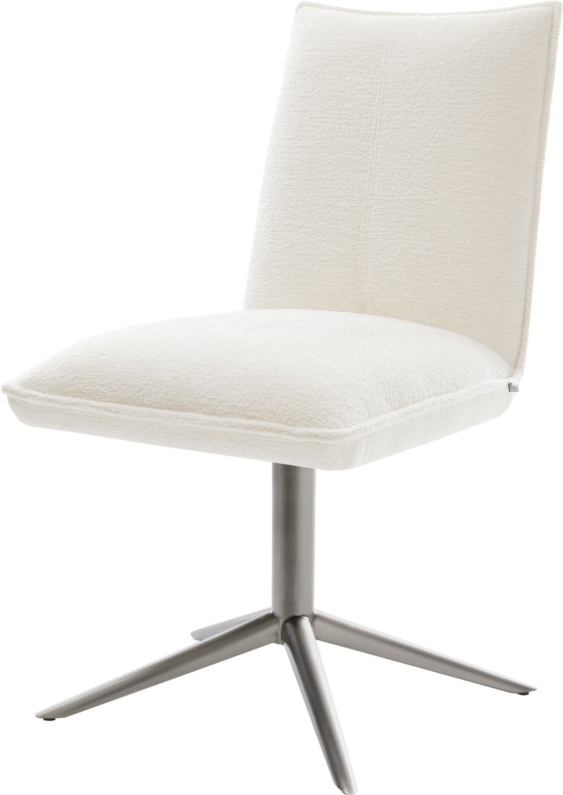 DELIFE Polsterstuhl Lelio-Flex, Fußkreuz Graphit Bouclé Soft Beige 360° drehbar Wippfunktion Taschenfe