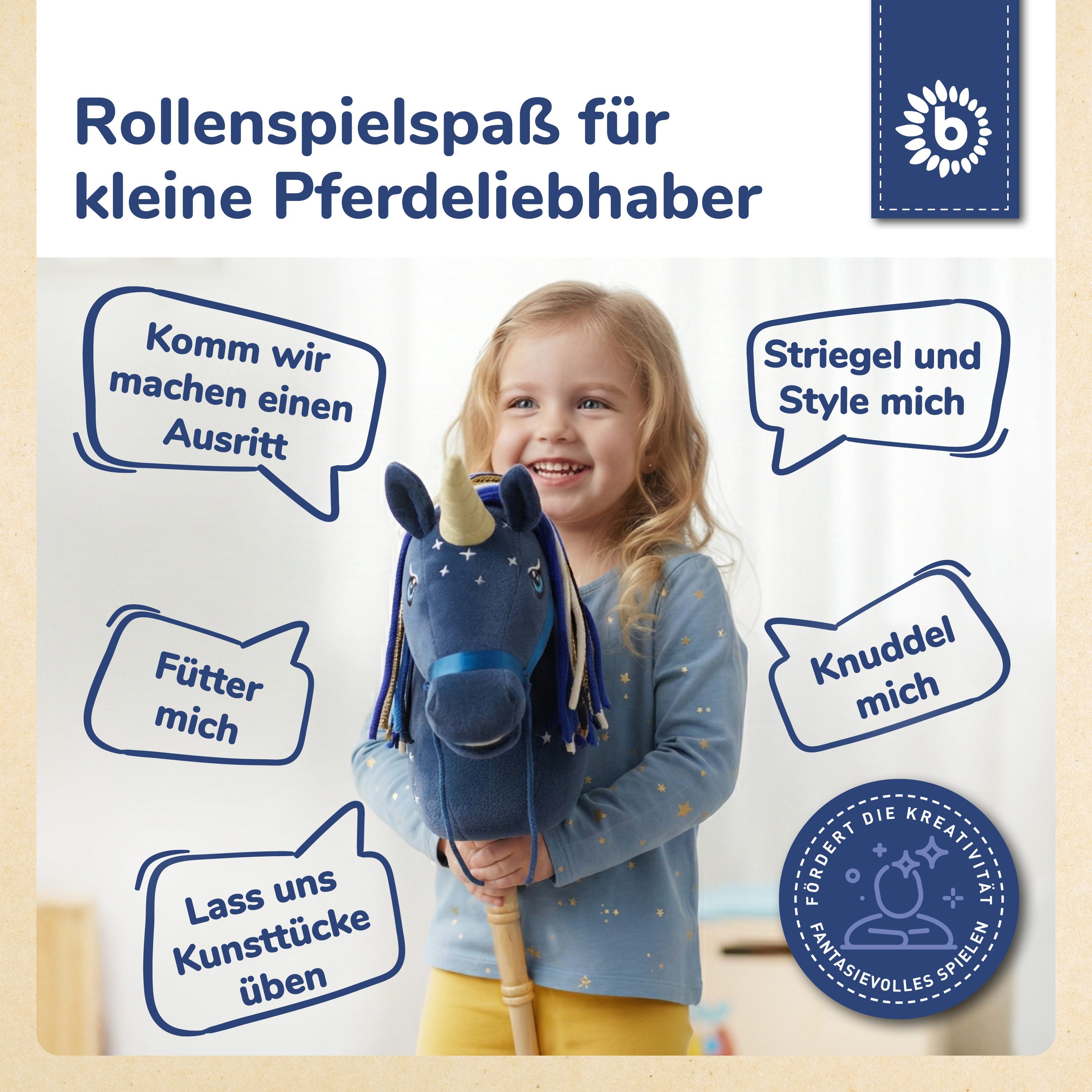 BIECO Steckenpferd Bieco Steckenpferd Kinder Einhorn Luna Hobby