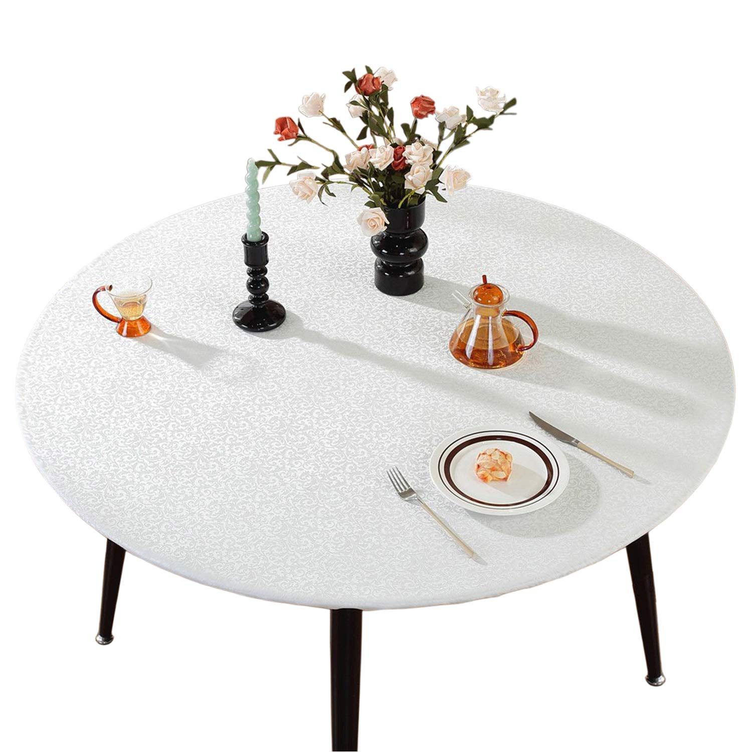 Refttenw Tischdecke Runde Tischdecke,Gartentischdecke,Wasserabweisend,mit Gummizug
