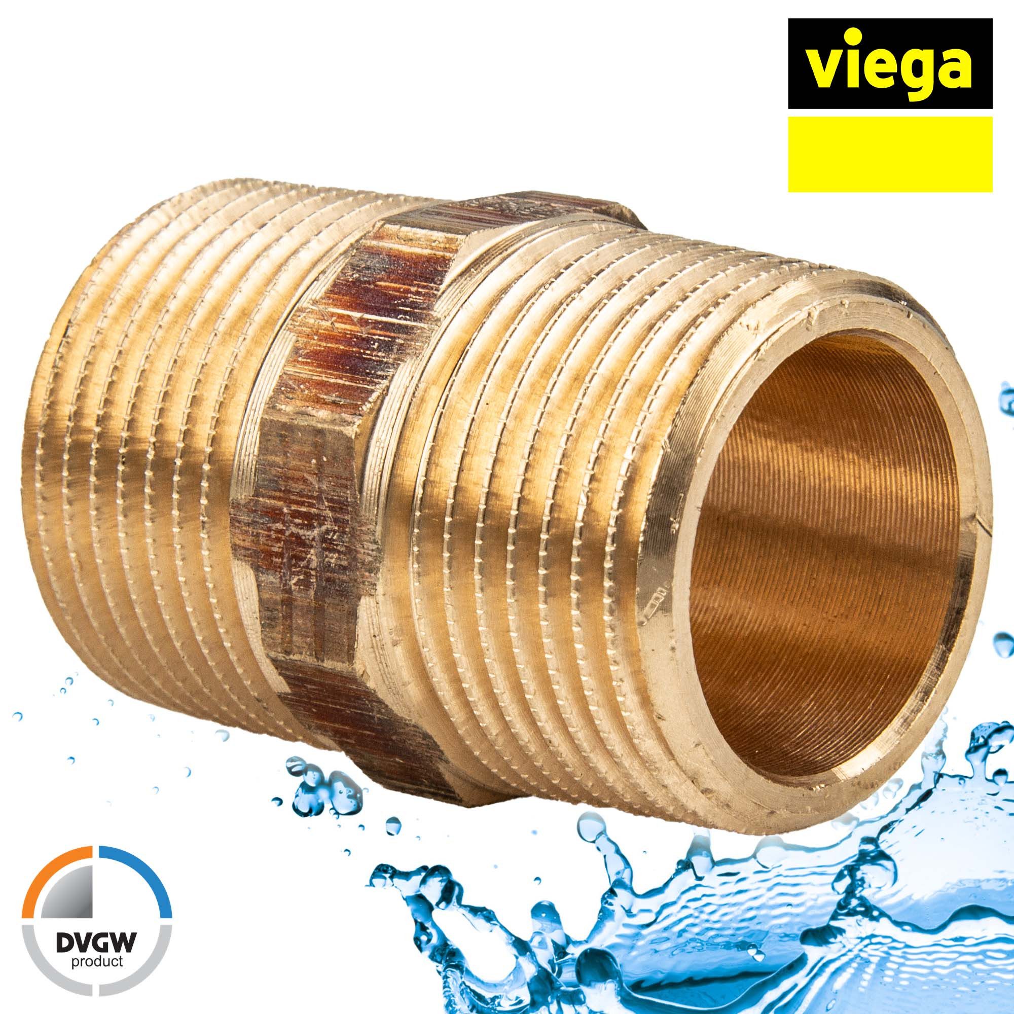 Viega Gewindefitting Rotguss Nippel Doppelnippel AG/AGTyp 3280 DVGW, 1/8 Zoll