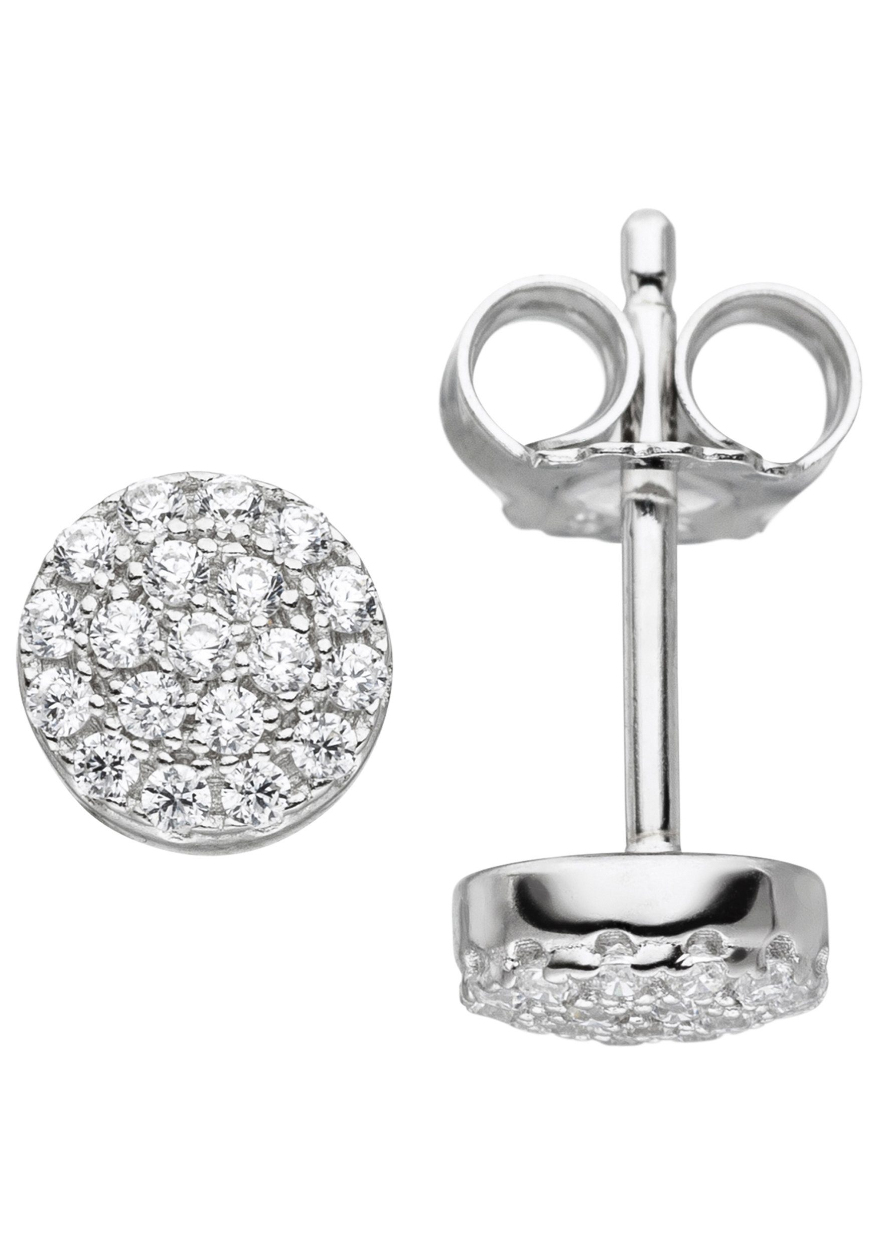 JOBO Paar Ohrstecker, rund 925 Silber mi...