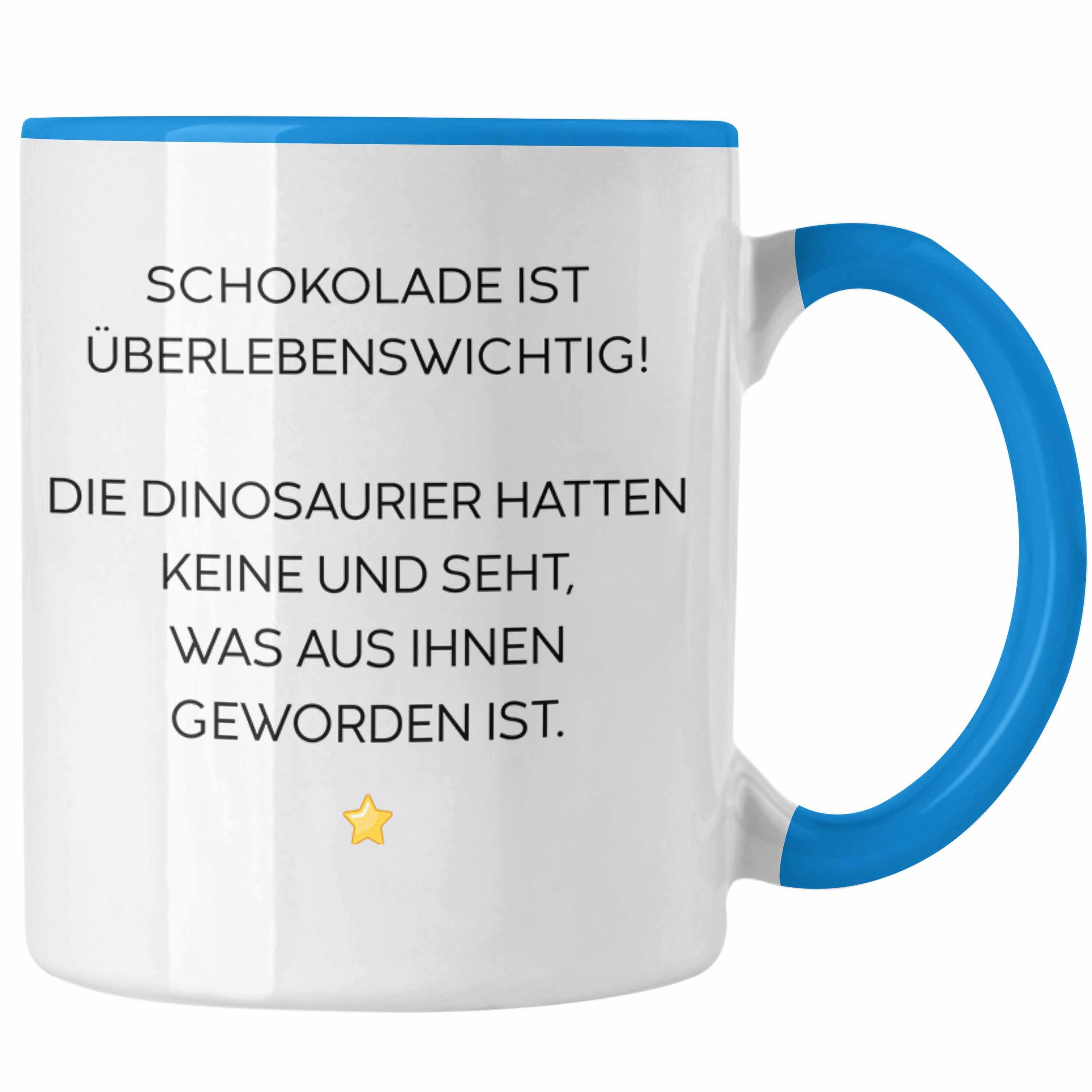 Trendation Tasse Trendation - Lustige Tasse mit Spruch für Frauen Männer Arbeit Büro Lustig Tassen Becher mit Sprüchen Kollegin Geschenk Sarkasmus Schokolade Blau