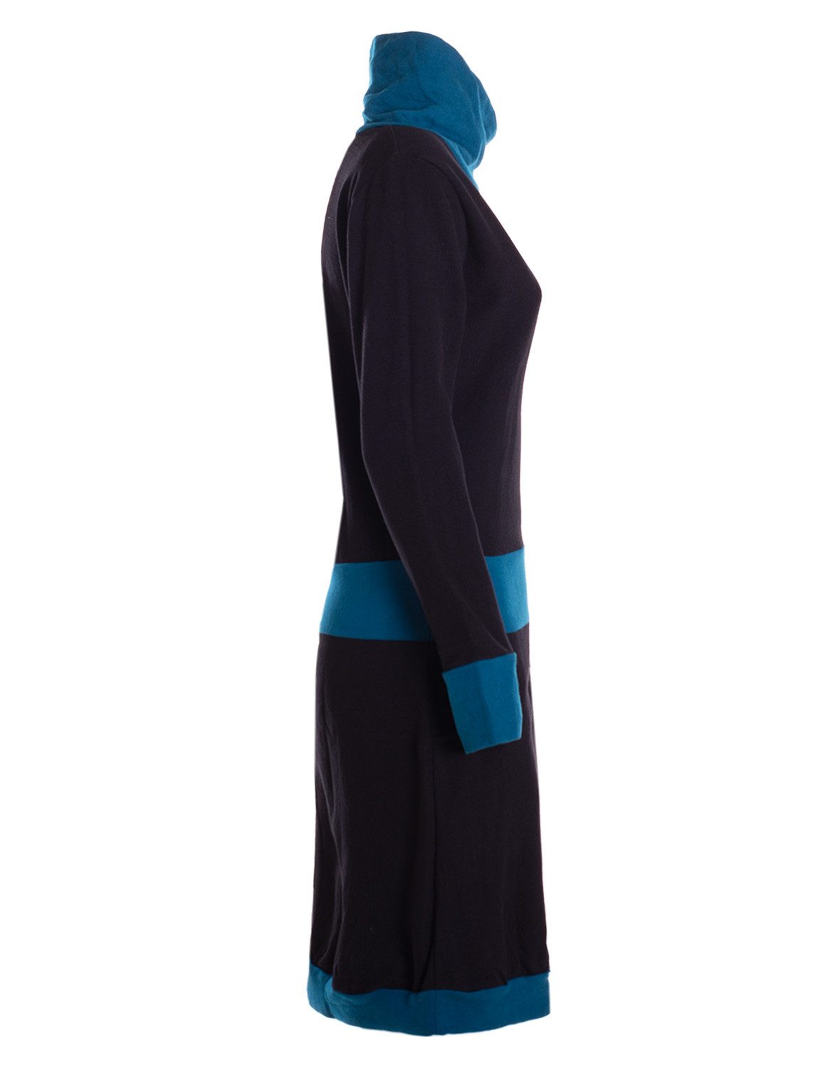 Vishes Jerseykleid Damen Langarm A-Linie mit Kragen, zweifarbig, bequemes Freizeitkleid Alternative Bekleidung, Ethno, Hippie, Retro Style