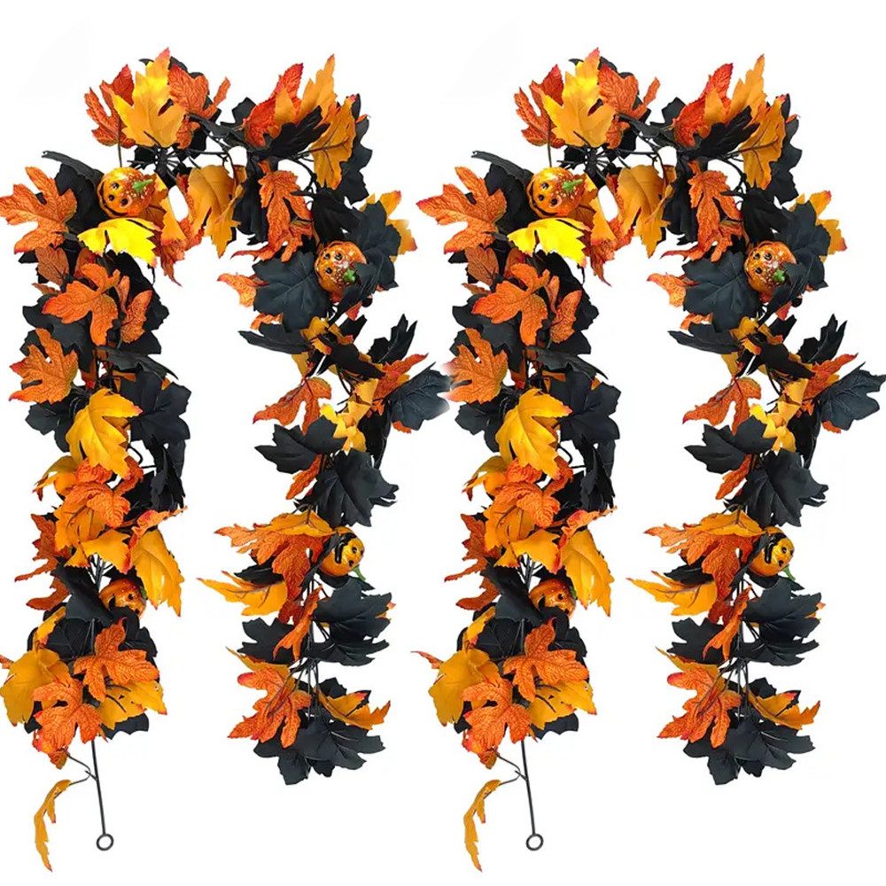 Kunstranke Herbst Girlande Ahornblätter, Ahornblatt Kürbis Herbstkranz, Sorvyzxn, Halloween Girlande Dekorationen für Tisch Kamin Fenster Außenbereich