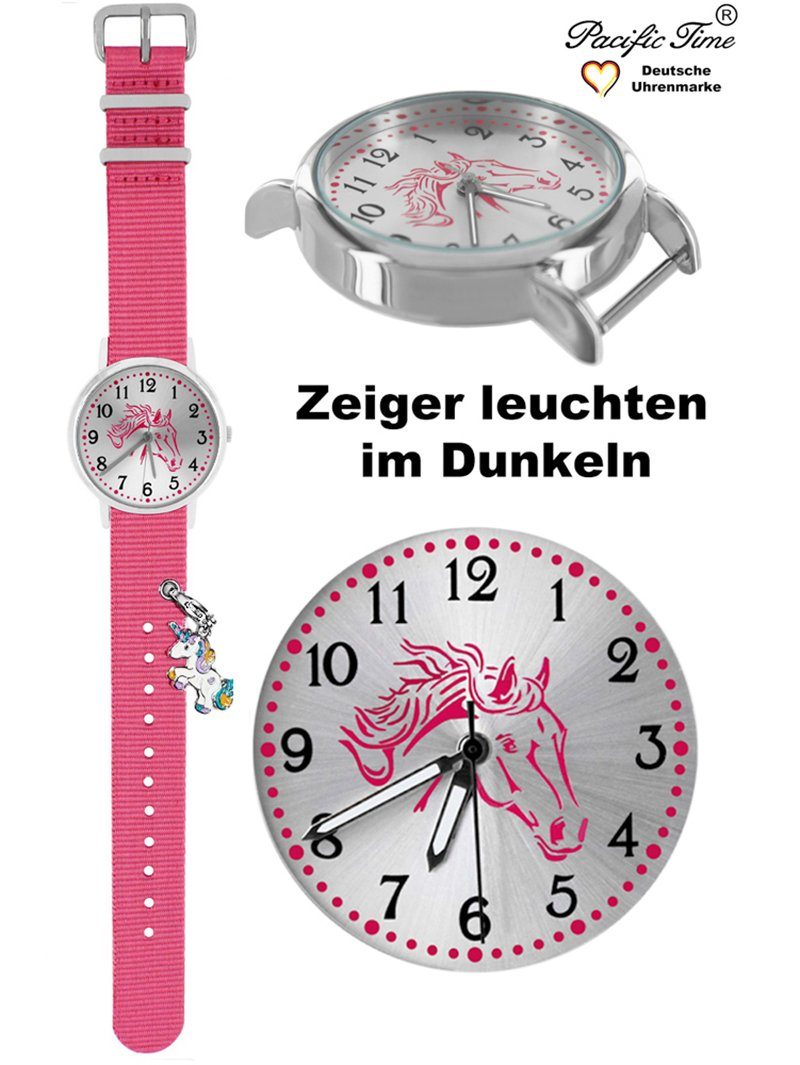 Pacific Time Quarzuhr Kinder Armbanduhr Pferd Wechselarmband mit Einhorn Charms, Mix und Match Design - Gratis Versand