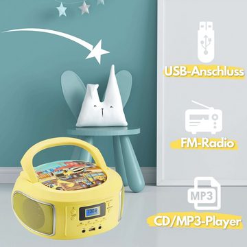 Cyberlux CL-950 tragbarer CD-Player (CD, Kinder CD Player tragbar, Boombox, Musikbox, FM Radio mit MP3 USB)