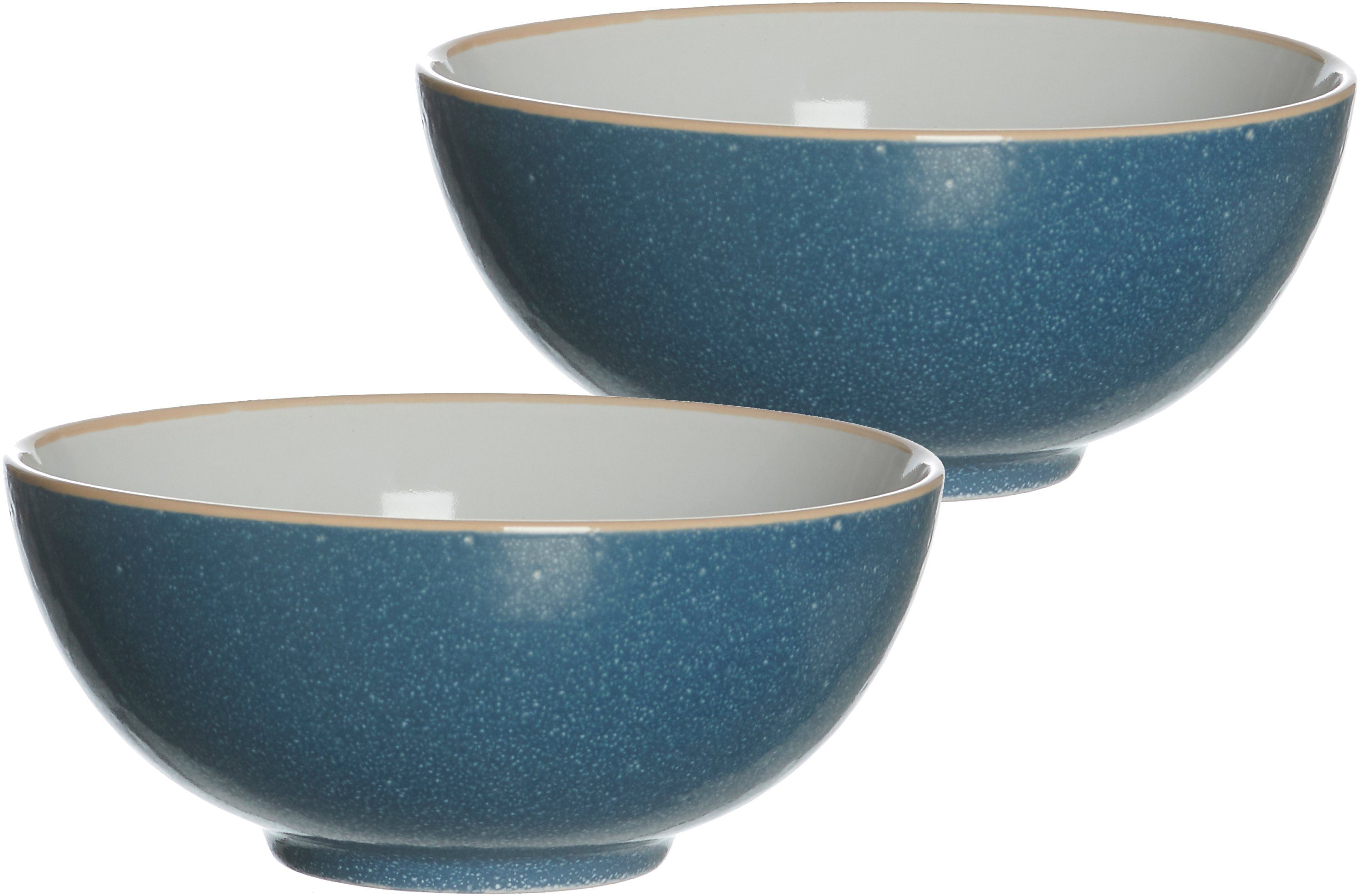 & Steinzeug, Ø Buddha-Bowls, Schale Ritzenhoff Puebla, 17,5 (Set, 2-tlg), Breker cm blau