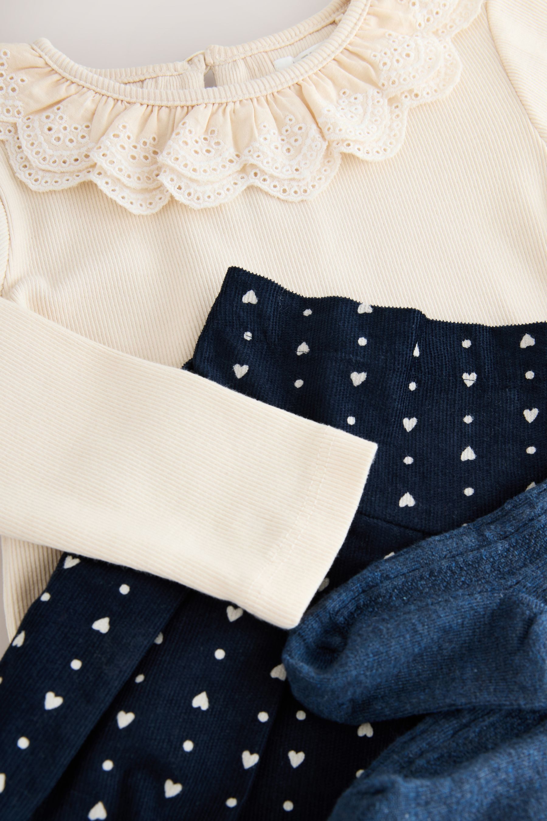 Next Shorts Kragenoberteil mit Shorts und Strumpfhose im Set (3-tlg)