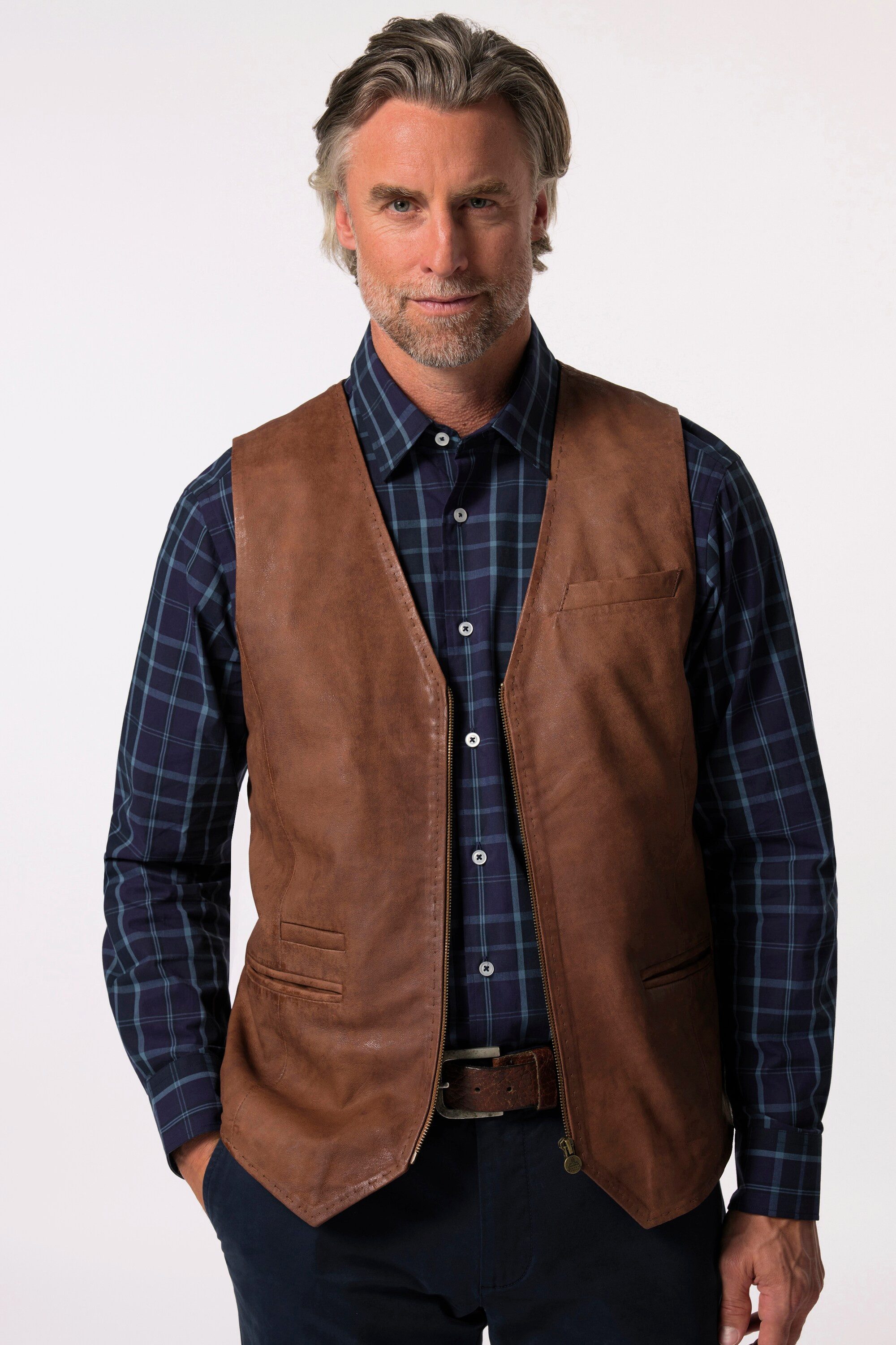 Boston Park Steppweste Boston Park Lederweste Lammleder V-Ausschnitt günstig online kaufen