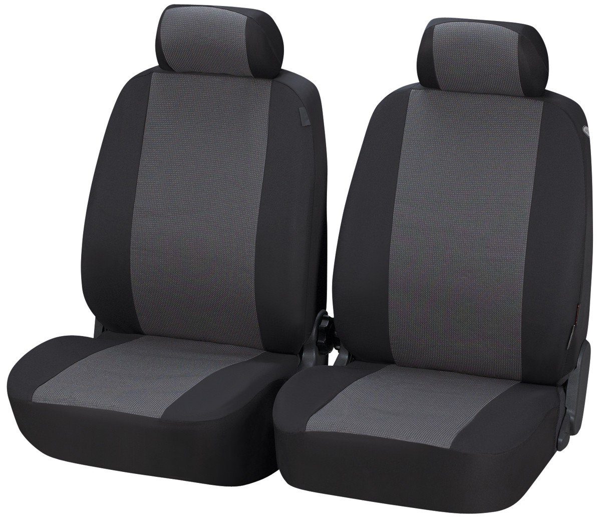 WALSER Autositzbezug Universal Polyester KFZ Schonbezüge, Bezug 2 Vordersitze grau waschbar | Autositzbezüge