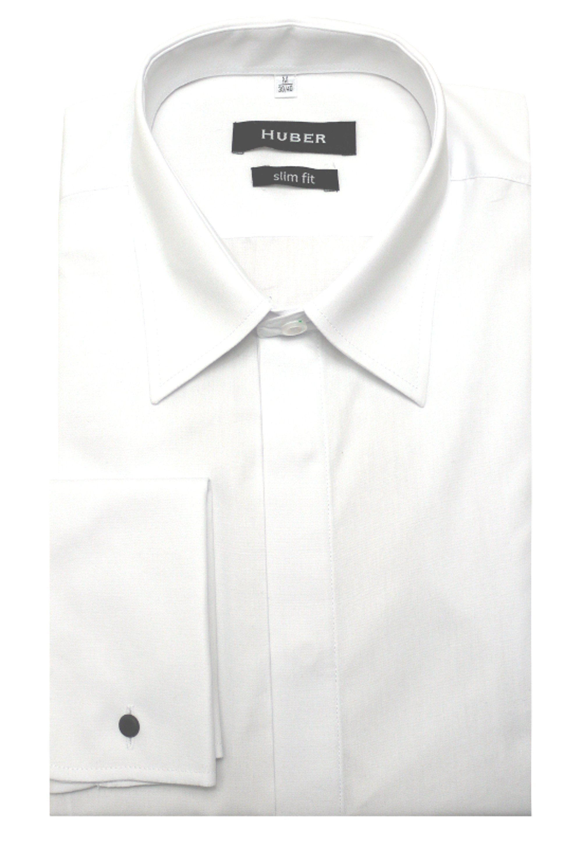 Huber Hemden Langarmhemd HU-0361 Slim Fit-Tailliert schlanke Passform Umschlagmanschette, Made in EU