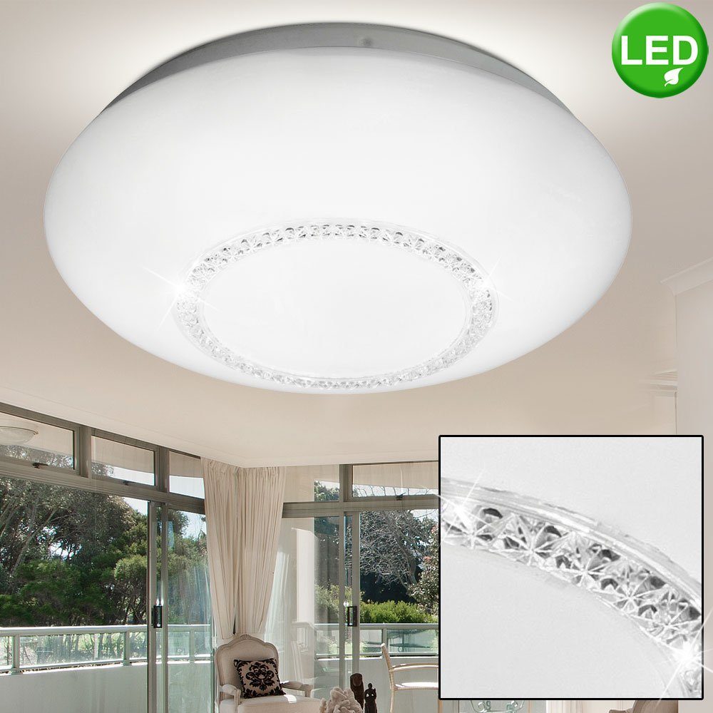 Design LED Decken Lampe Wohn Ess Zimmer Leuchte Glas Strahler Kristalle silber 