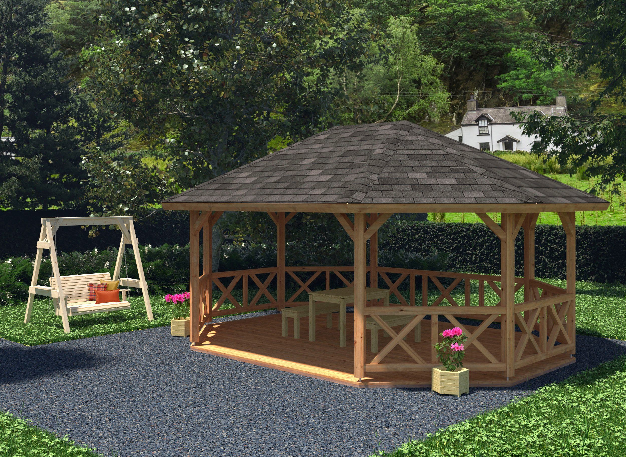 Palmako Holzpavillon Betty, BxT: 615x551 cm, hellbraun