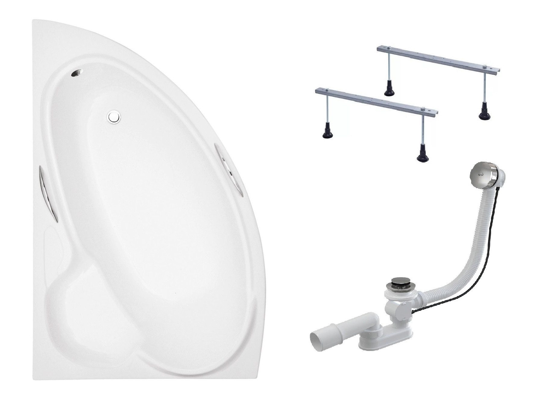 KOLMAN Badewanne Eckbadewanne Bianka 150x95, (Links/Rechts), Ablaufgarnitur & Füße GRATIS