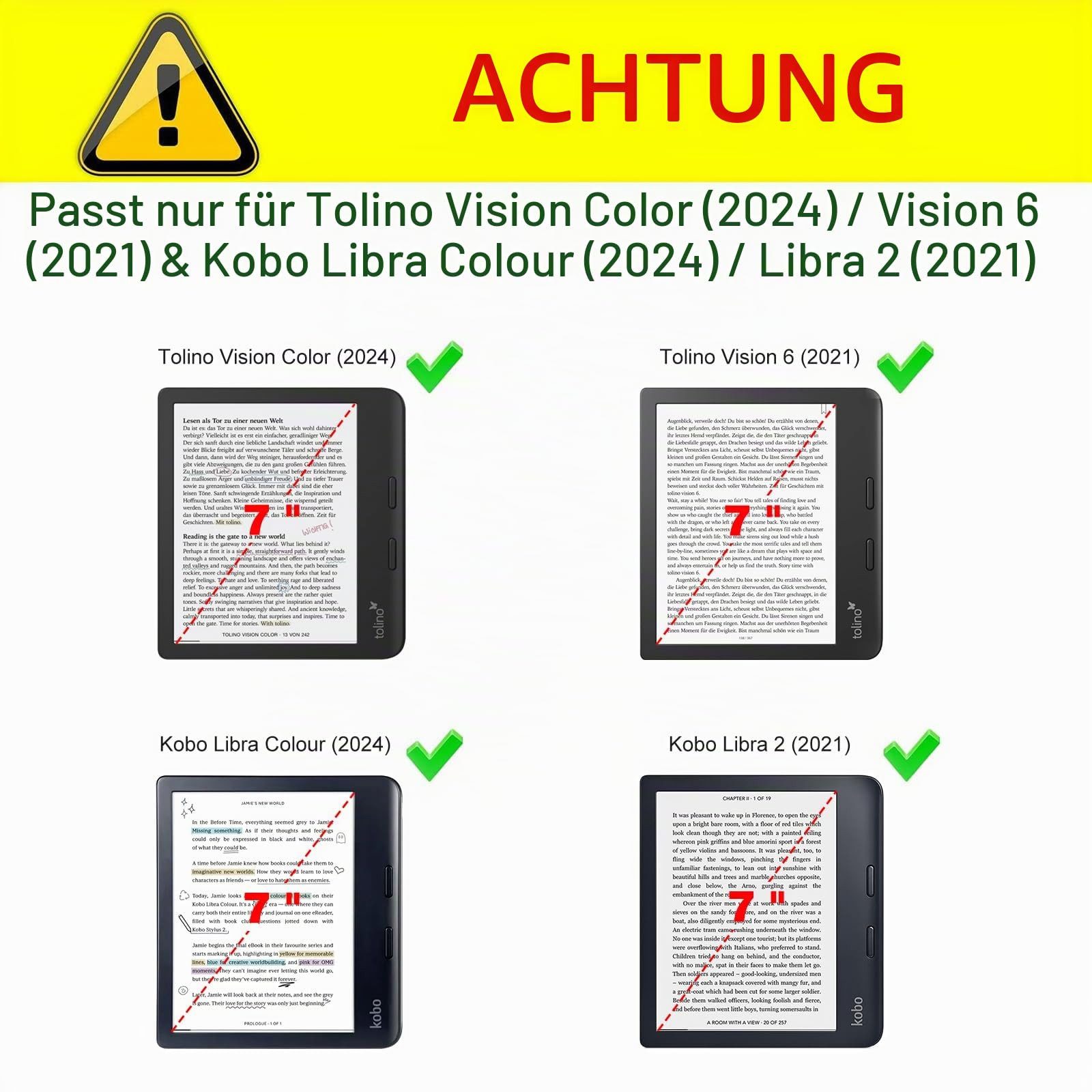 Fintie E-Reader-Hülle für Tolino Vision Color 2024/Vision 6 2021 7 Zoll, Kobo Libra Colour/2, Kickstand Case mit Kartenfach Handschlaufe & Auto Sleep/Wake – Bild 2 von 5