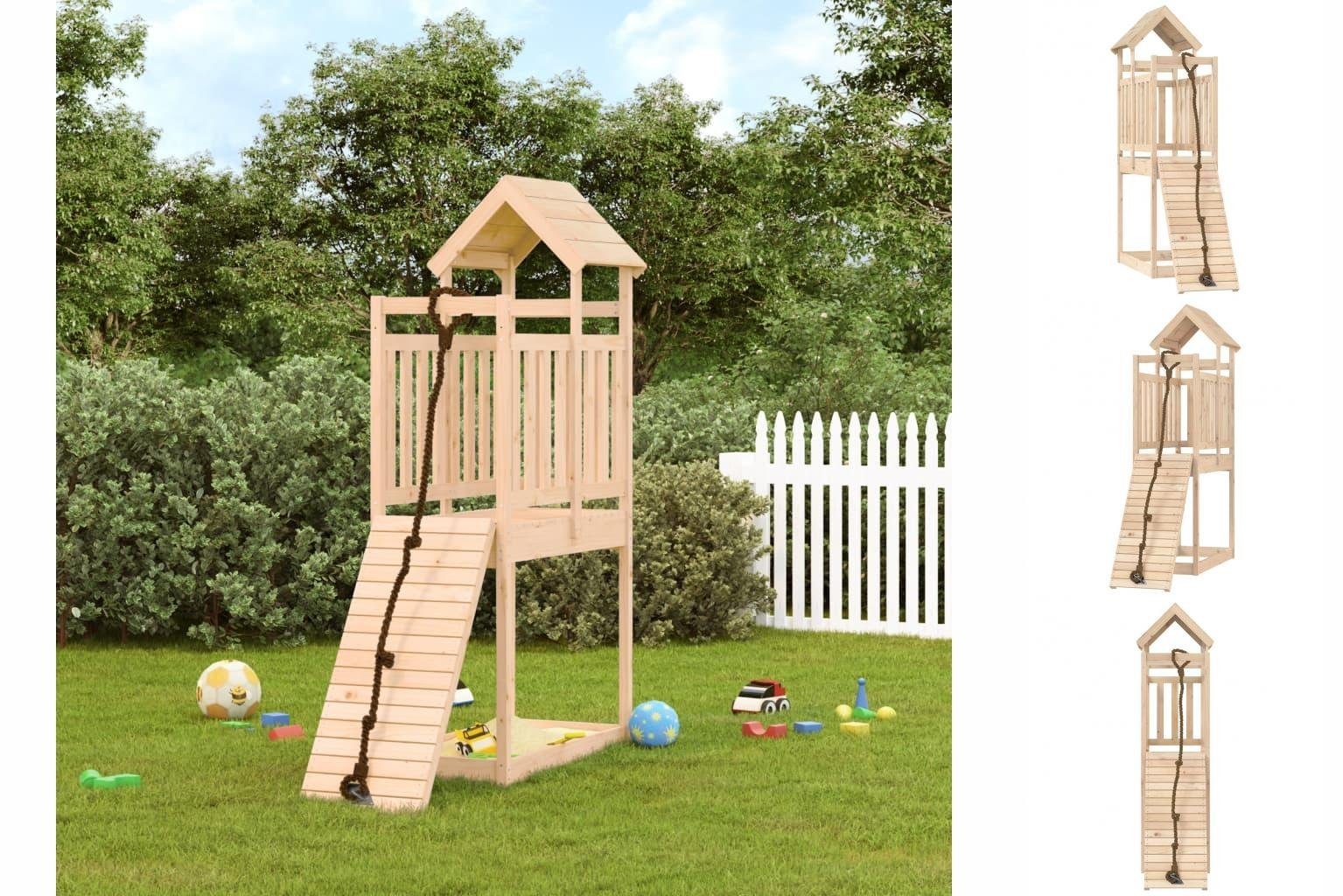 vidaXL Spielhaus Spielturm mit Kletterwand Massivholz Kiefer Kletterturm Kinder Spielen