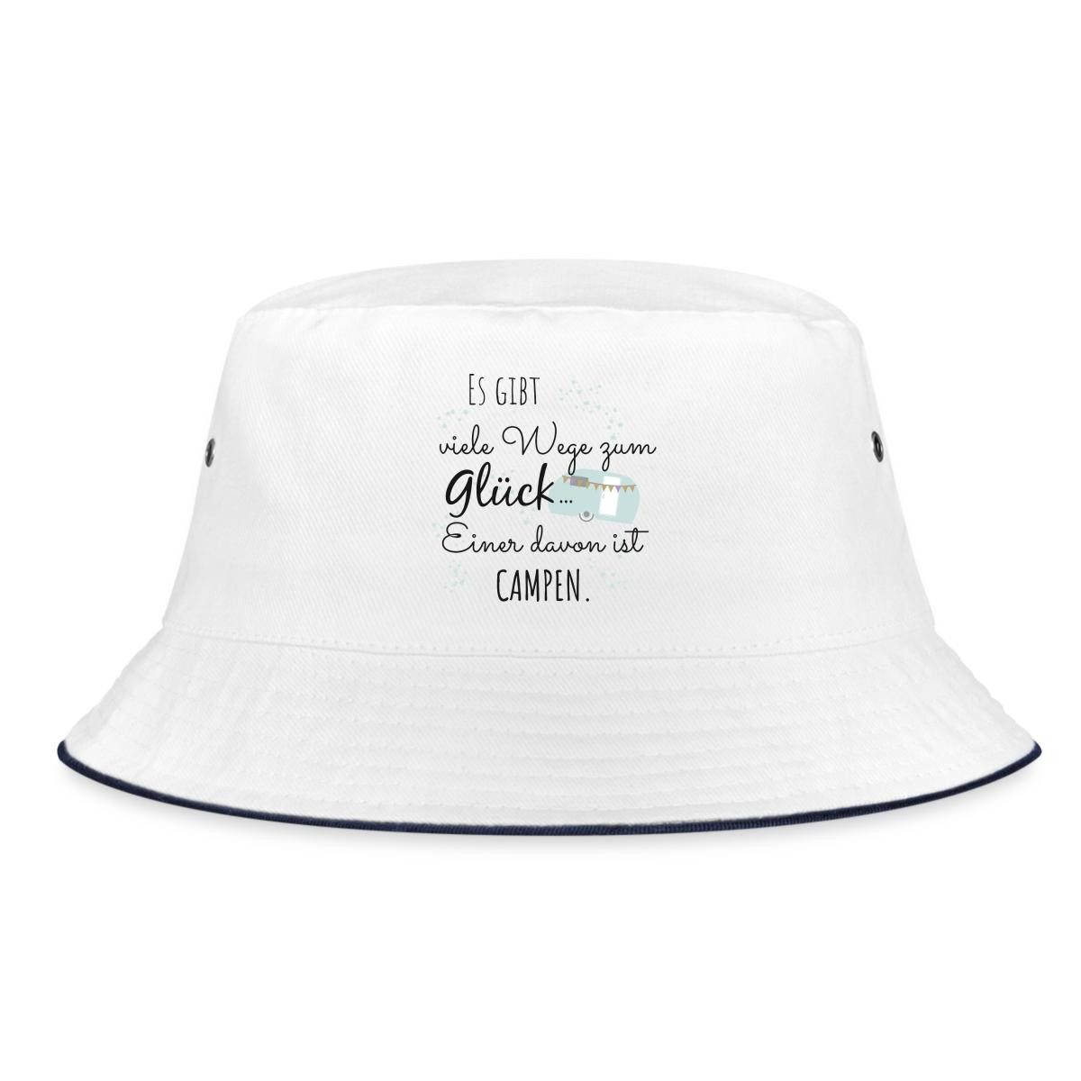 Spreadshirt Sonnenhut Viele Wege Zum Glück Einer Ist Campen Fischerhut (1-St)