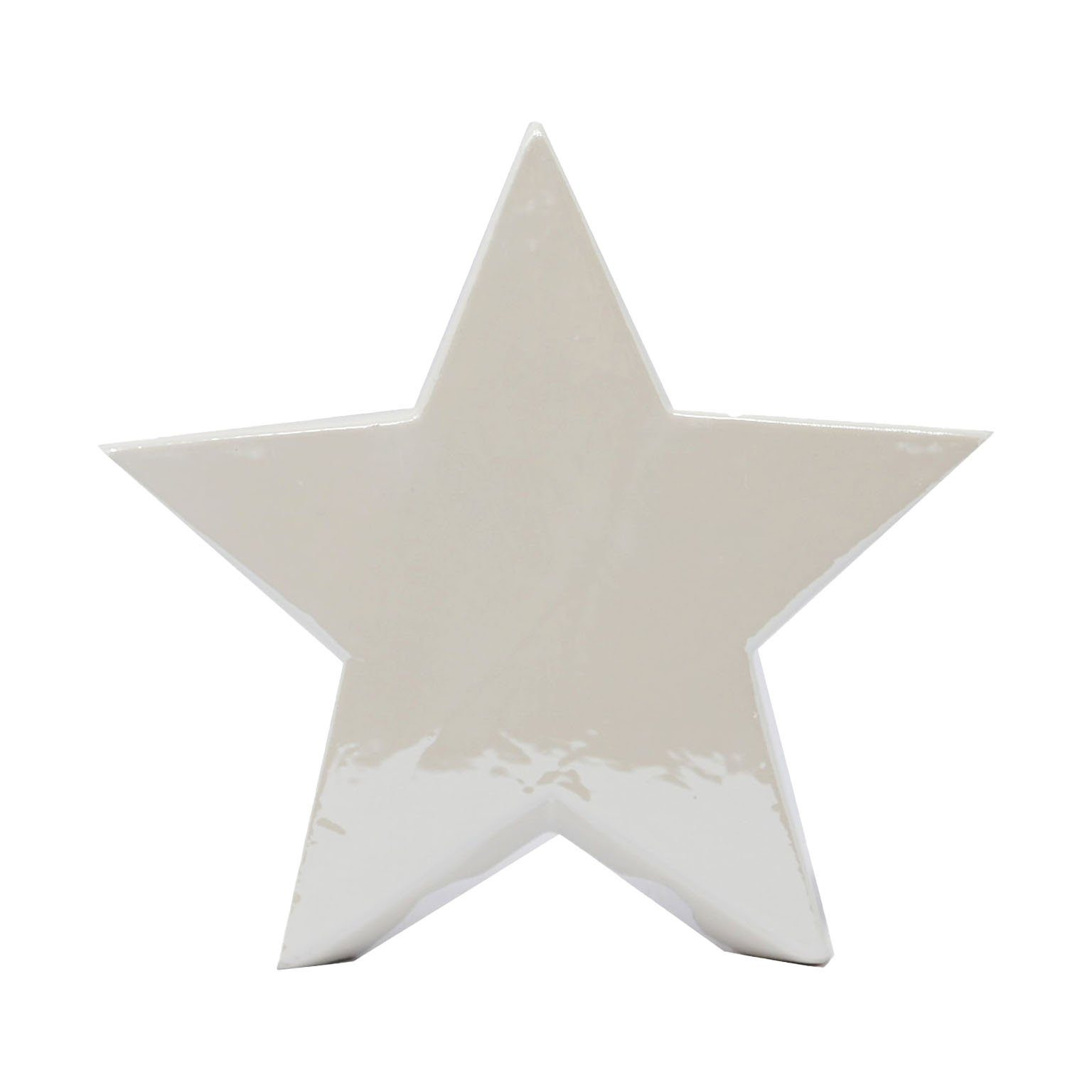 B&S Dekofigur Stern in weiß aus Keramik 12 cm
