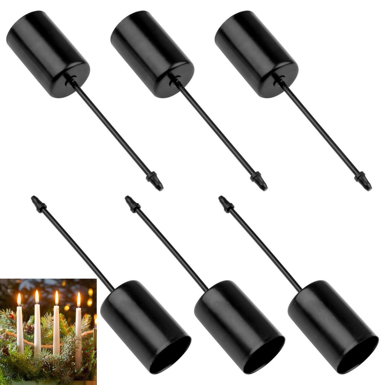 LuxusKollektion Kerzentülle 6er Set Stabkerzenhalter Metall Schwarz (6 St)