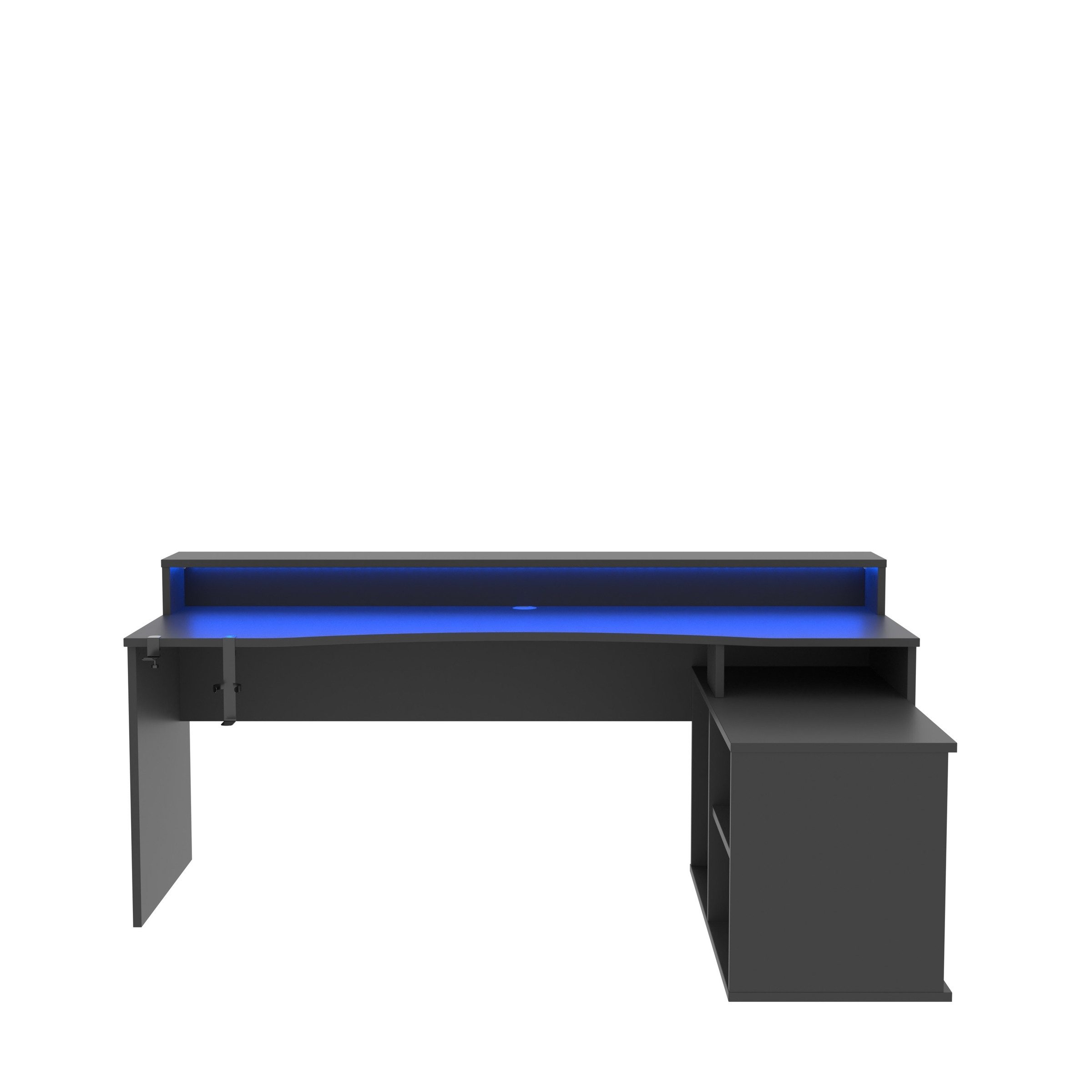 freiraum Eckschreibtisch TEZAUR, Gamingtisch, LED-Wechselbeleuchtung, schwarz - 200x91,1x125,4cm B/H/T