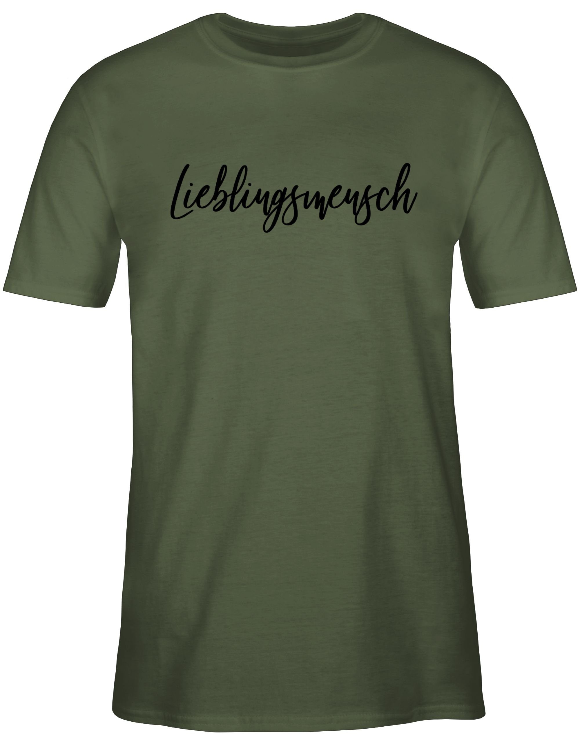 Lieblingsmensch T-Shirt Valentinstag Liebe 2 Schwarz Partner Shirtracer Army Grün