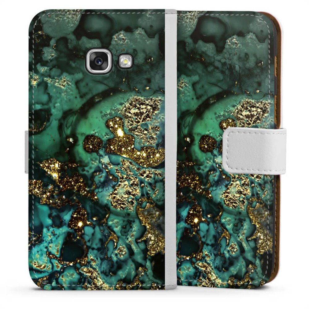 DeinDesign Handyhülle Marmor Glitzer Look Muster Cyan Glitter Marble Look, Samsung  Galaxy A3 (2017) Hülle Handy Flip Case Wallet Cover
