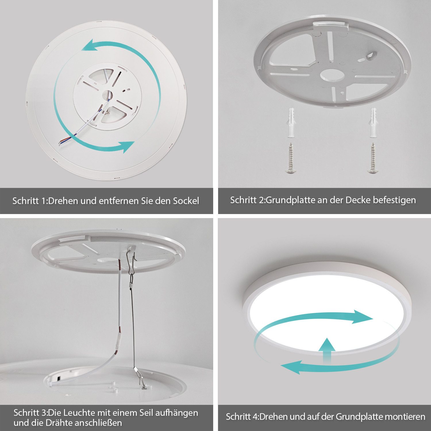 JDONG LED Deckenleuchte Flach Rund Ø23CM/30CM/40CM/50CM Deckenlampe, Rund Flach, 4000K Neutralweiß, Lamp für Wohnzimmer Schlafzimmer Küche Balkon Büro Flur – Bild 5 von 5