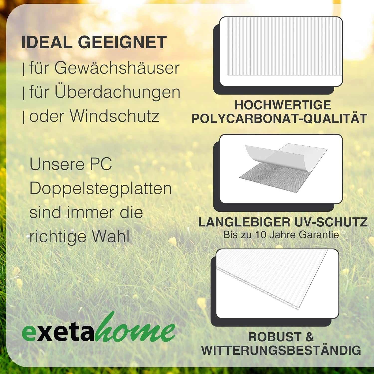 exeta Hohlkammerplatte Gewächshausplatten 6mm 10 Stück I 60,5 x 150 cm Polycarbonatplatten, (Spar-Set, 10x 6mm 60,5x150 cm) – Bild 4 von 5