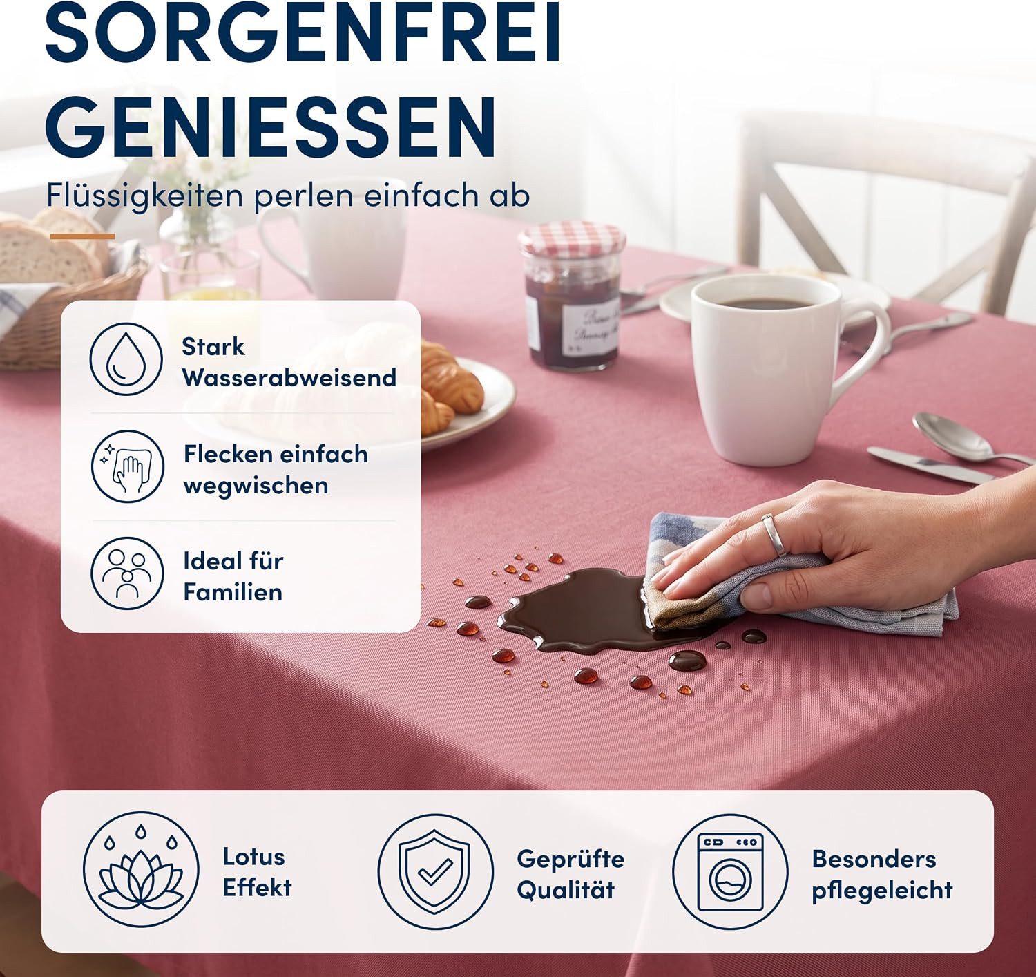 Stoffschmiede Tischdecke mit Leinen-Optik, Wasserabweisend