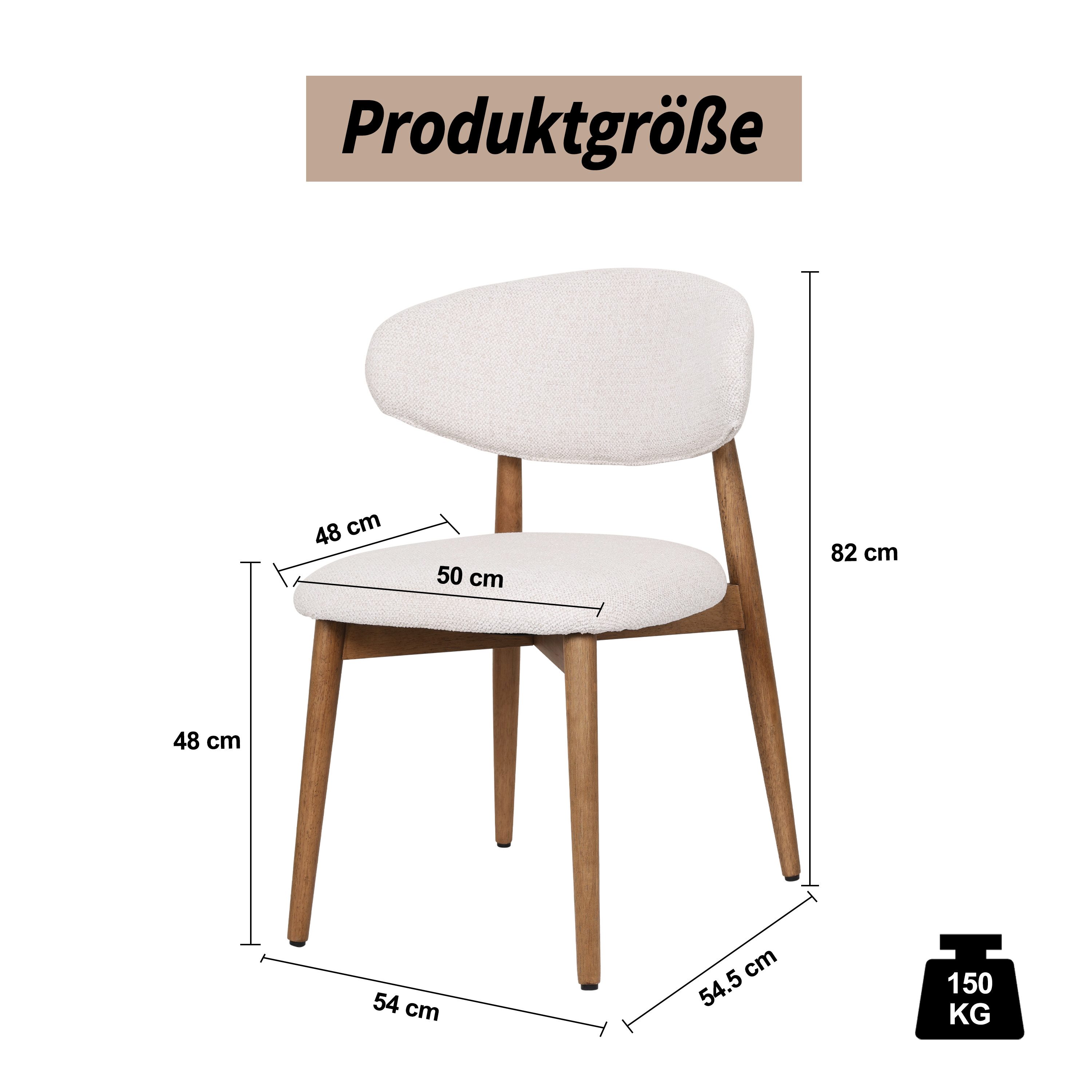 VECHOO Esszimmerstuhl Zerlegter Holzstuhl, Gestell aus Gummibaumholz, 2 Stück/Karton (2 St), einfach zu montieren, preisgünstige Wahl für Ihr Esszimmer, Naturfarbe