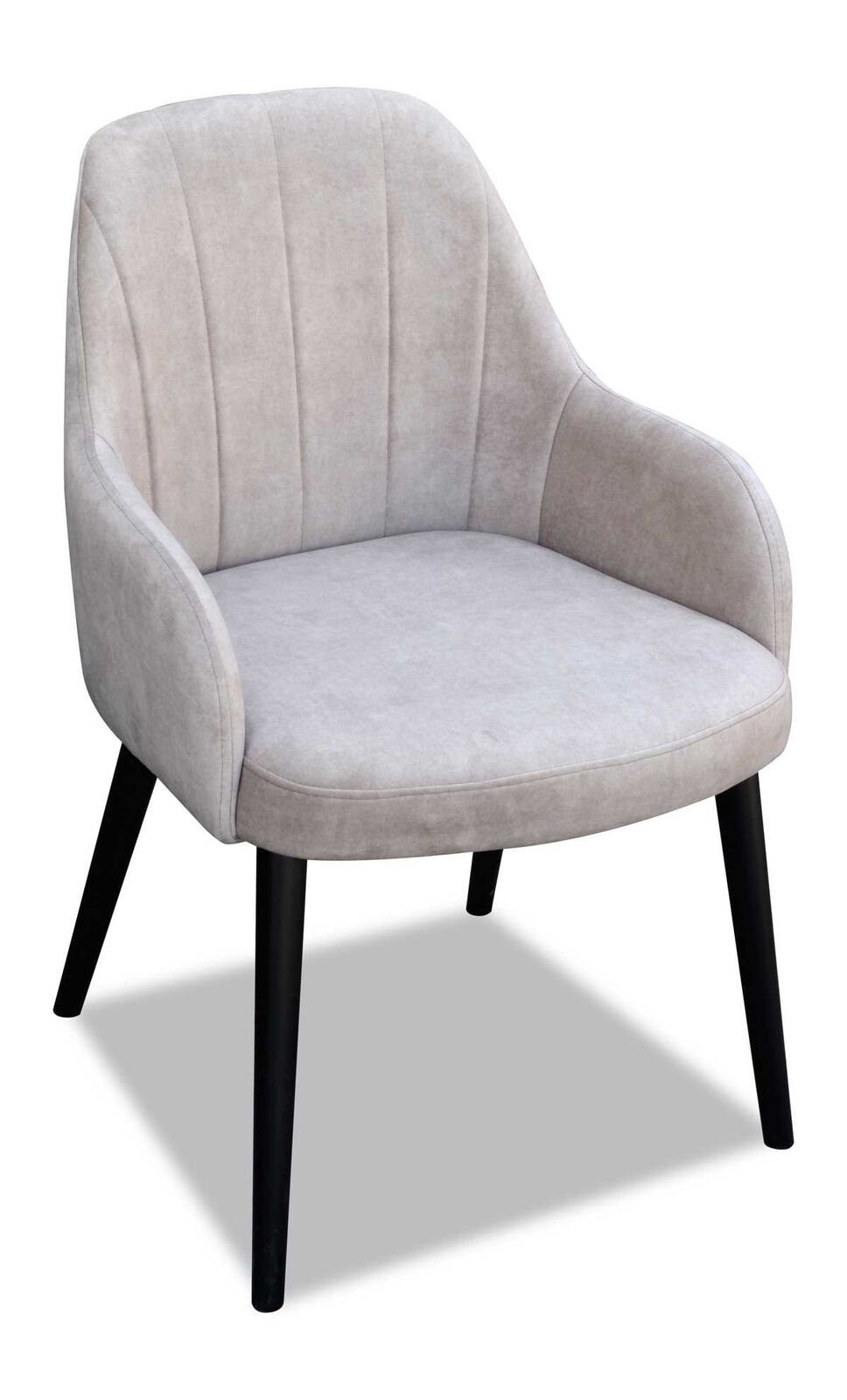 JVmoebel Stuhl Design Textil Luxus Lehnstuhl Stuhl mit Armlehne Esszimmerstuhl Braun (1 St) Beige/Schwarz | Stühle