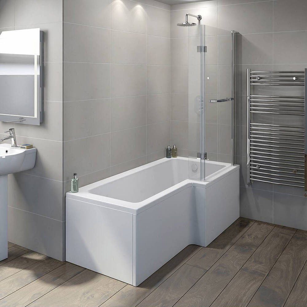 HOME DELUXE Badewanne ELARA, 170 x 85 x 53 Badewanne mit Dusche, inkl. Duschabtrennung & Zubehör