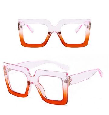 FIDDY Brillengestell Extra große quadratische, Damenmode, großer Rahmen, transparente Linse