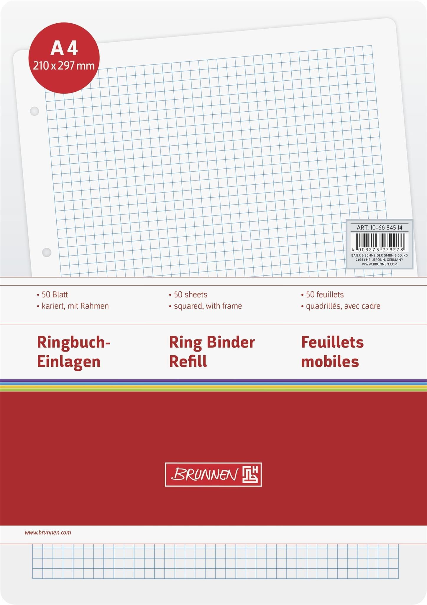 BRUNNEN Ringbuchmappe BRUNNEN Ringbucheinlage A4 kariert mit RM 50 Blatt 106684514