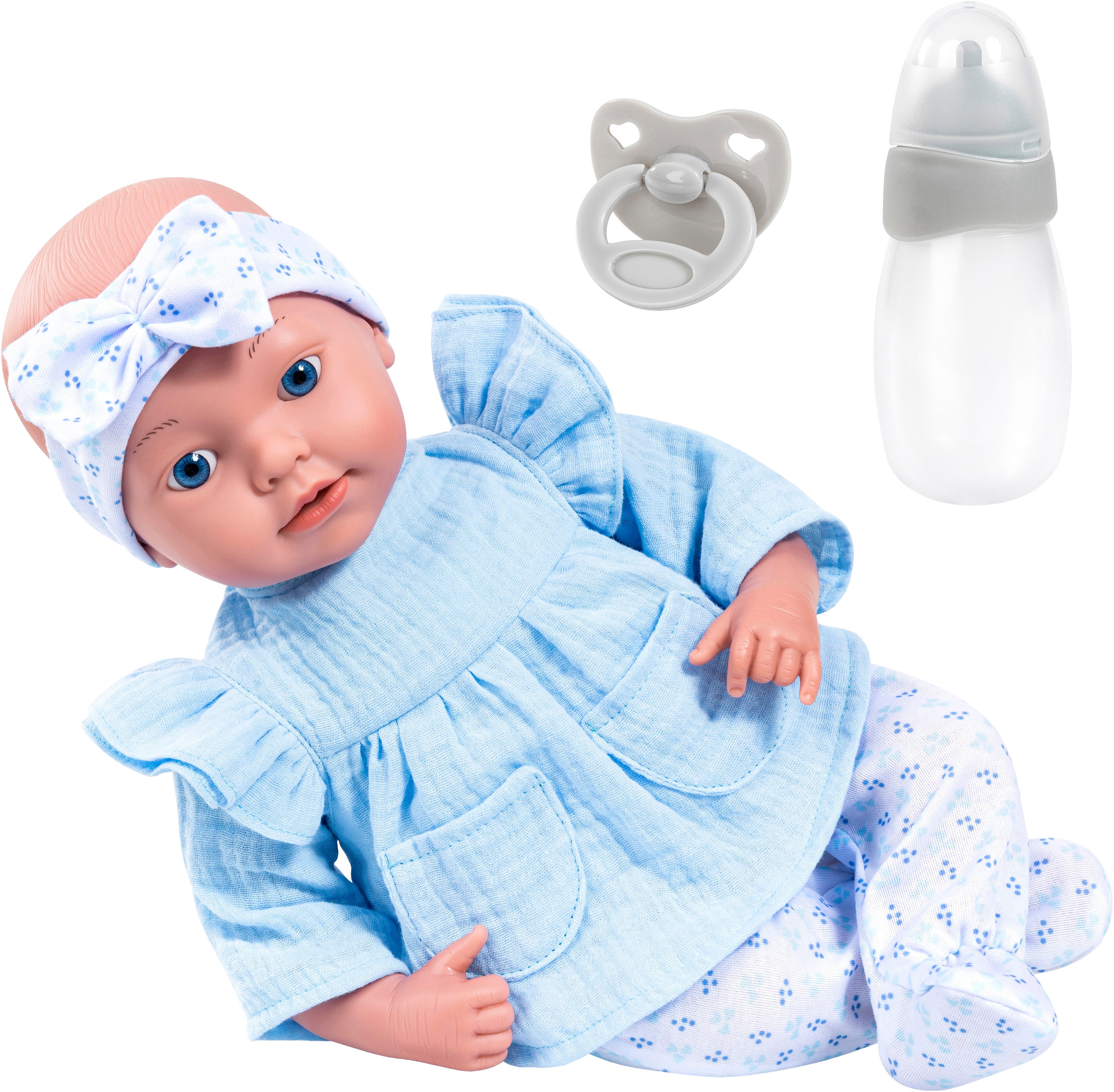 Bayer Babypuppe Reborn 38 cm blau, sieht aus wie ein echtes Baby