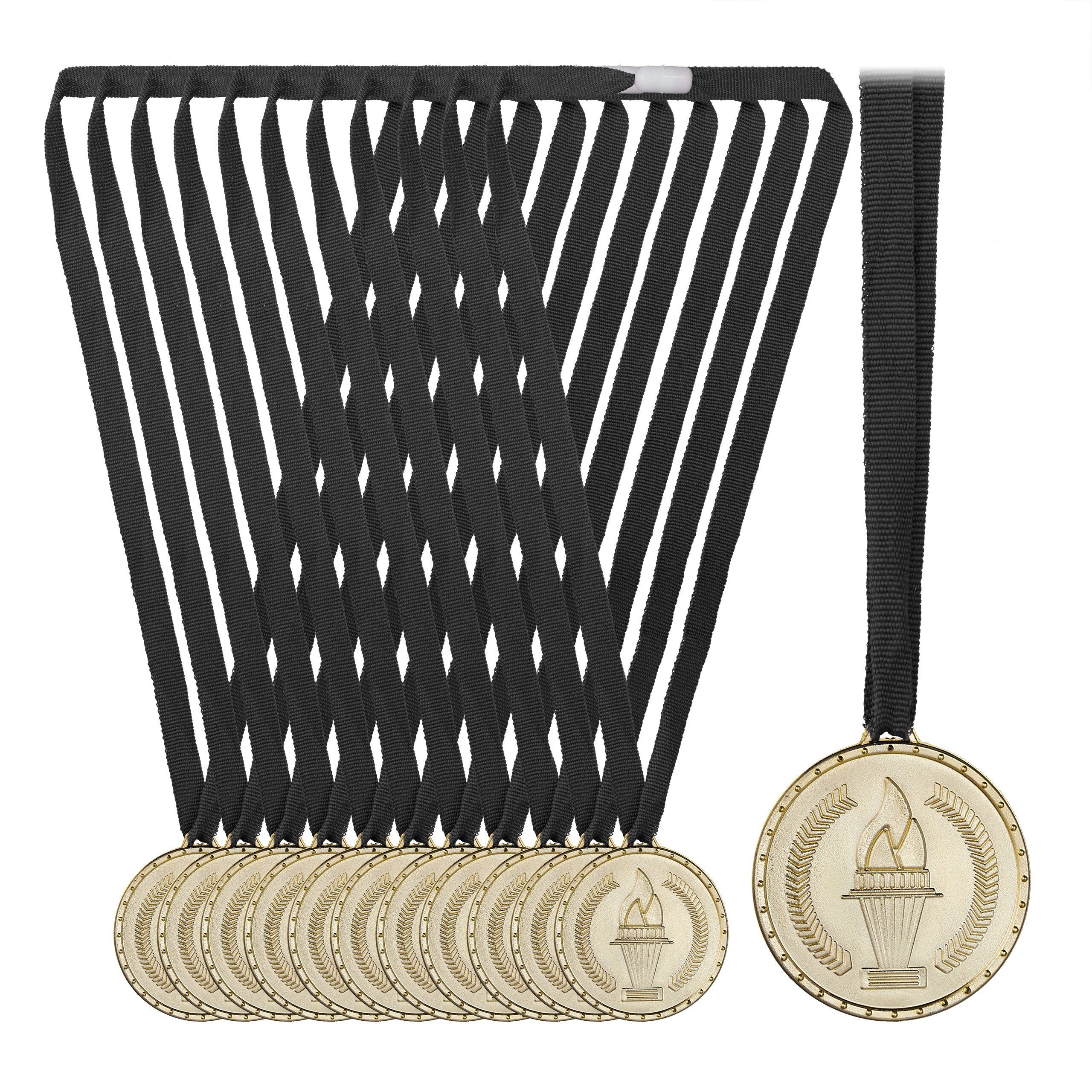 relaxdays Dekoobjekt Gold Medaille für Kinder 12er Set günstig online kaufen